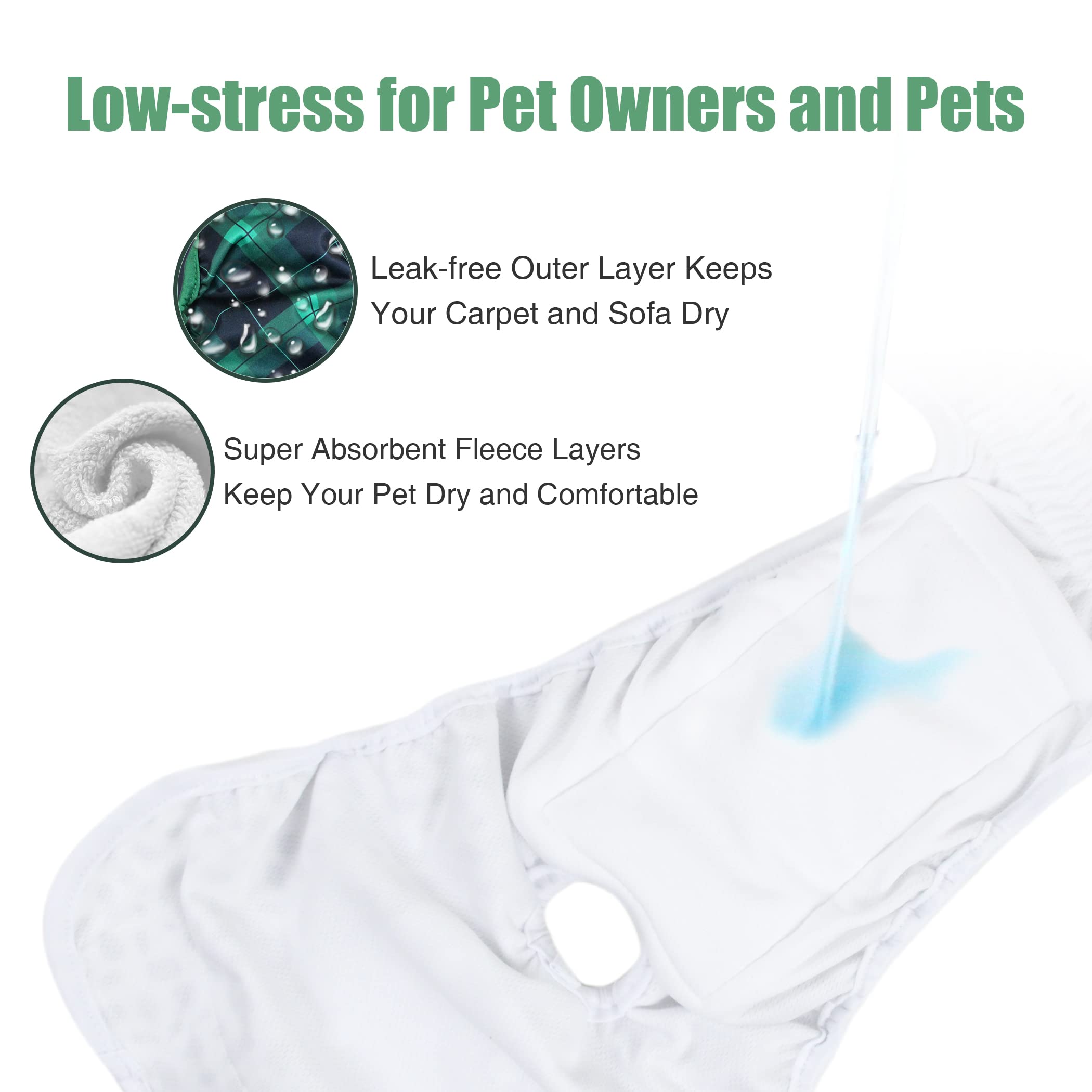 Wegreeco Washable Diapers for Female Dogs (3 Pack) - Highly Absorbent, for Dogs in Heat or Excitable Urination (Blue, Green, Red