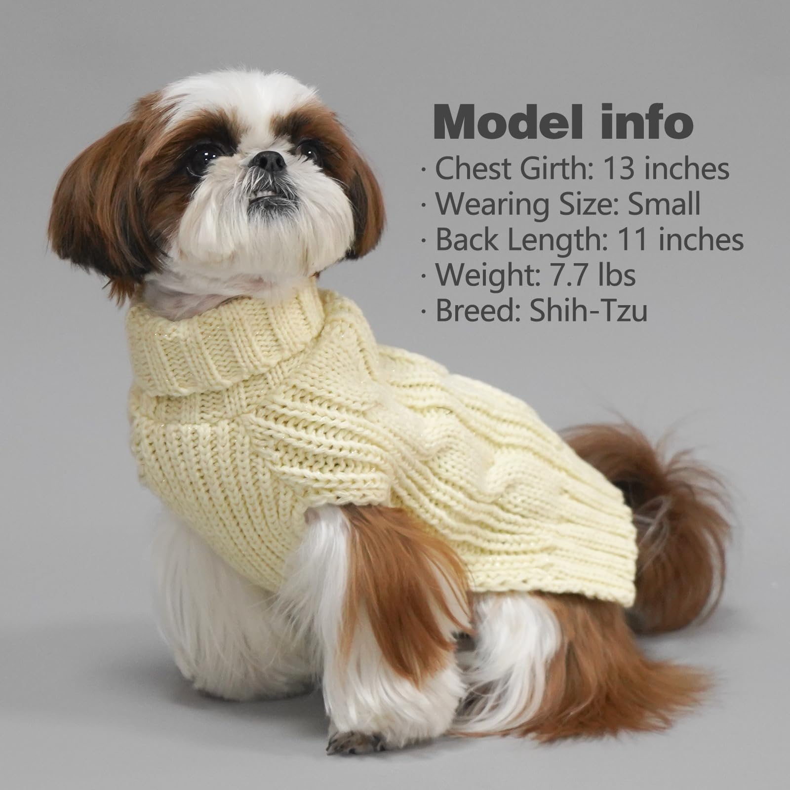Kyeese Dog Sweaters For Small Dogs With Golden Thread Turtleneck Dog Cable Knit