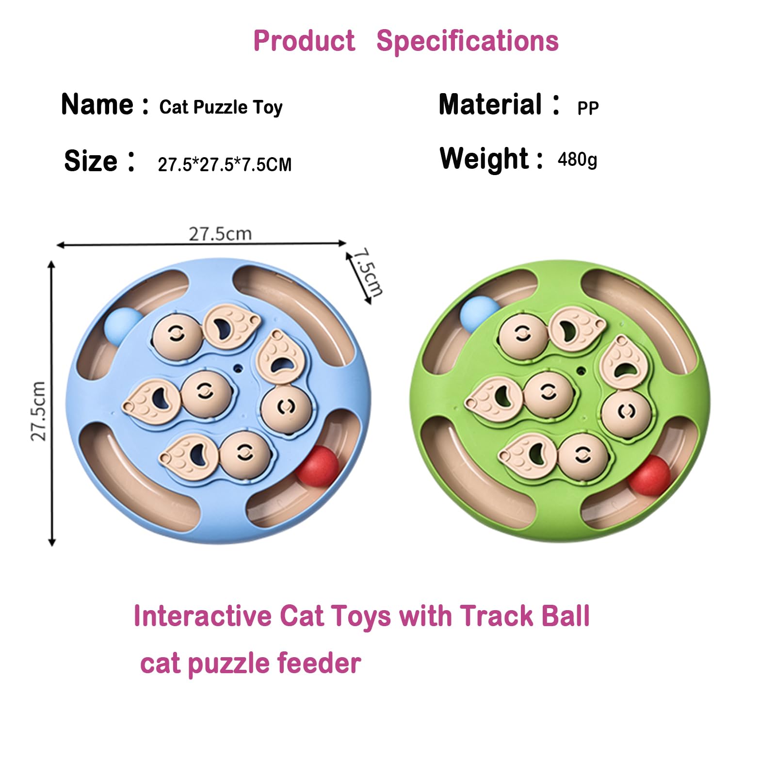 Cat Puzzle Toys Games Level 3 in 1 with Track Balls, Interactive Mentally Stimulating cat toys for IQ Training,Feather Teaser &