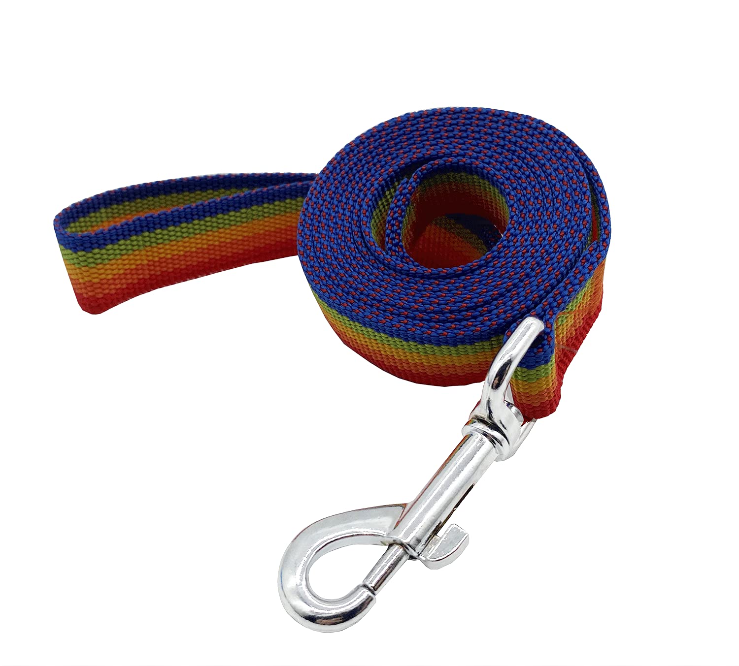 Strong Durable Nylon Dog Training Leash, Traction Rope, 4Ft /5 Foot /6 Feet Long, 5/8 Inch 3/4 Inch 1 Inch Wide, For Small And Medium Dogs (1'' X 12 Ft, Rainbow)