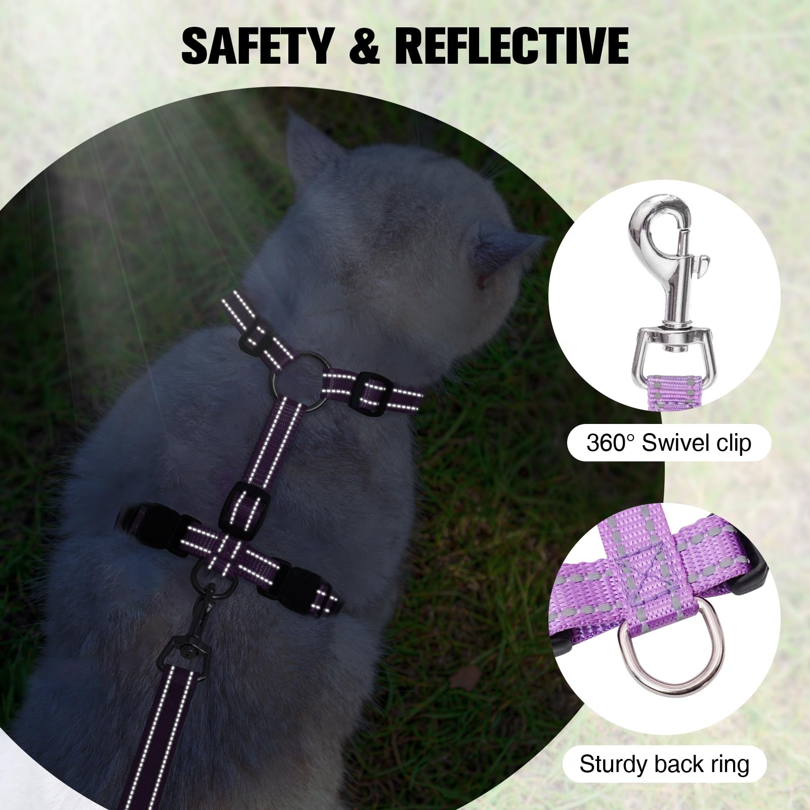 Beautyzoo Cat Harness And Leash Set For Walking Escape Proof, Neck Release Adjustable Harness For Kitten Puppy Small Medium Large Cats, Soft Cute Easy Control Small Cat Harness For Cats Boy And Girls