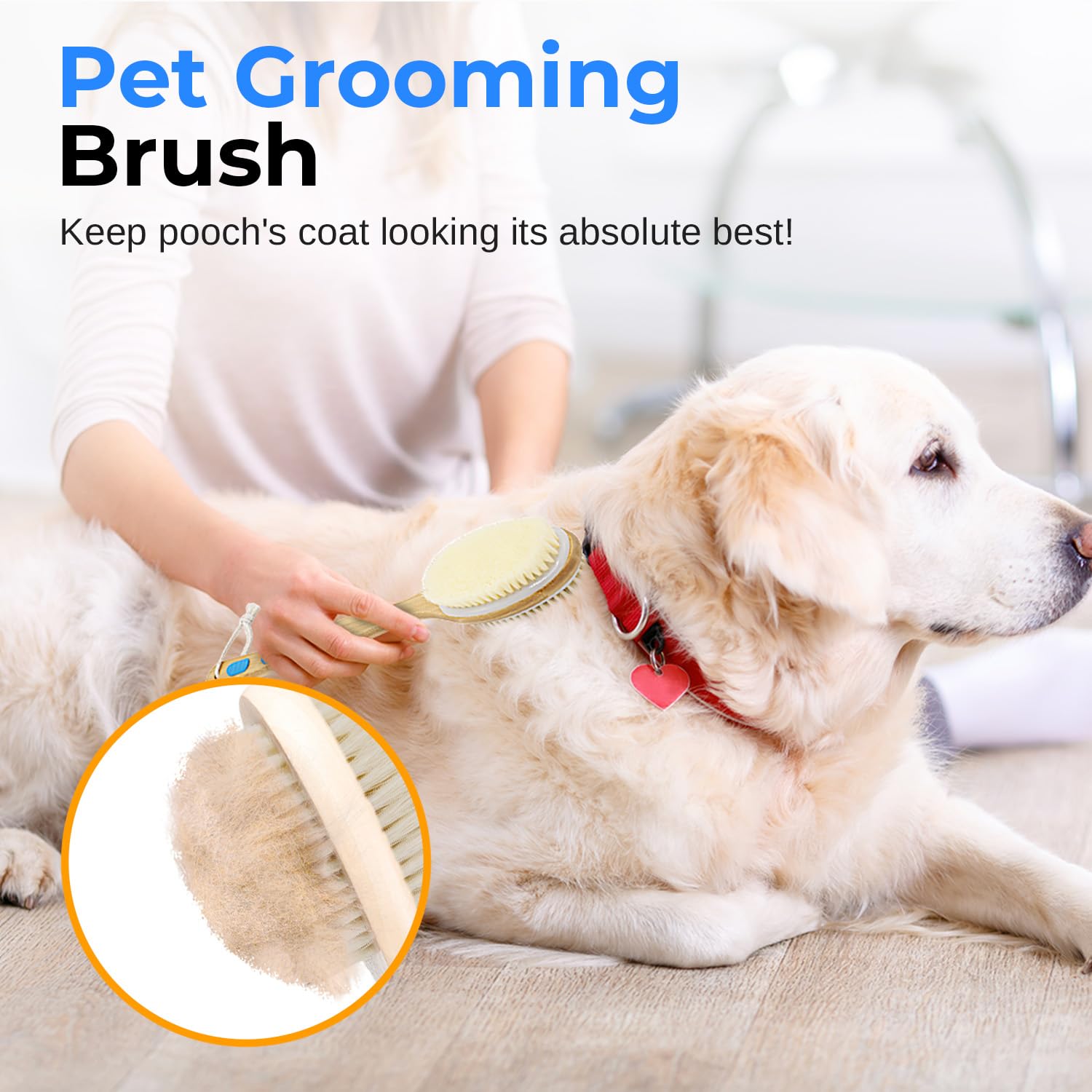 Serenelife Double-Sided Cat And Dog Brush, Pet Grooming Brush With Wooden Handle, Skin-Friendly Pin Brush & Bristle Comb With Ma