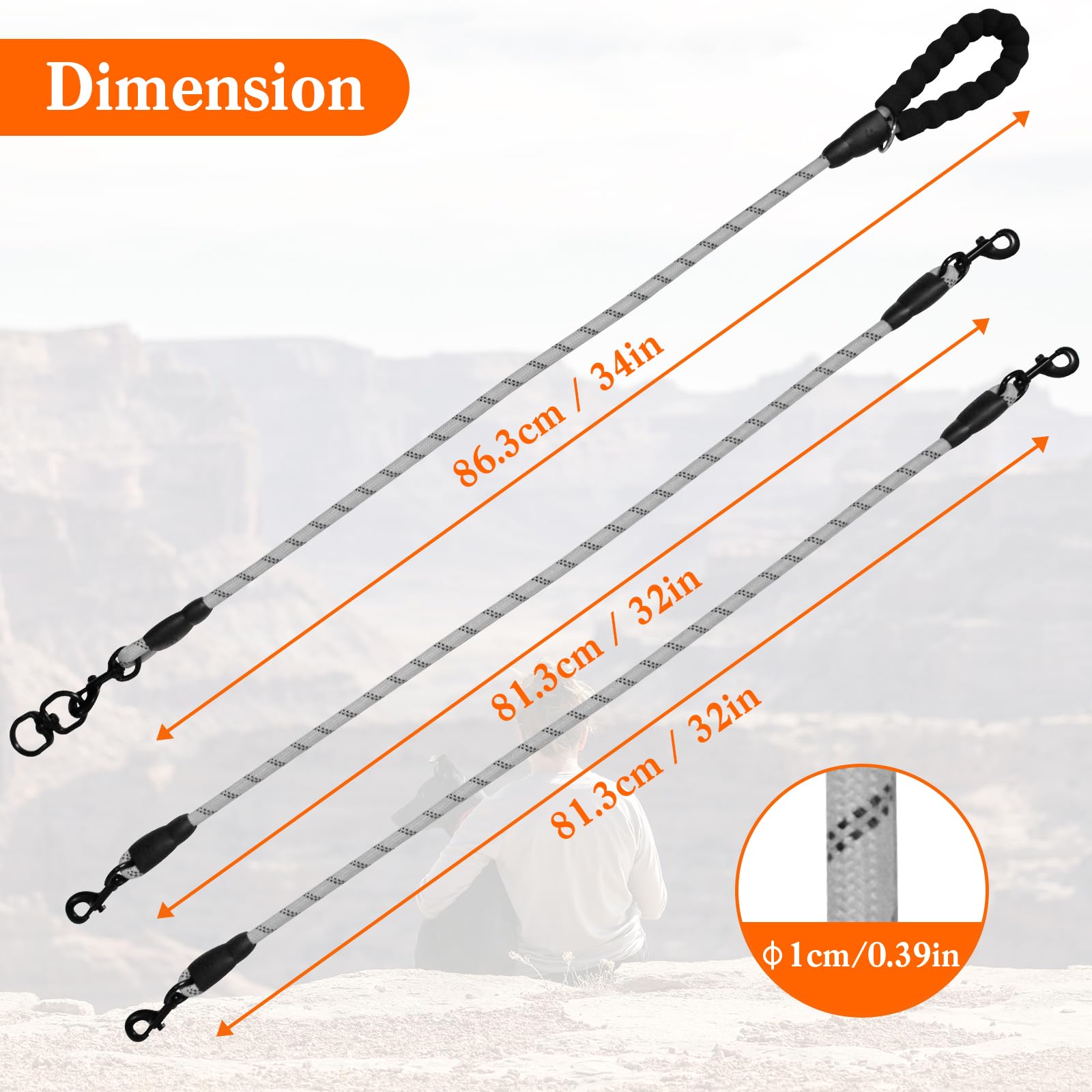 Five-In-One Dog Leash - 360 Swivel, No-Tangle, Reflective For Walking & Training (Five Leashes, Grey)