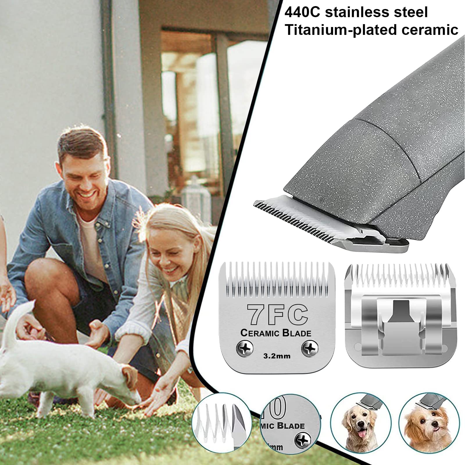 4Pack Dog Grooming Clipper Replacement Blades Compatible With Andis Pet Clipper/Oster A5/Wahl Km Series Dog Clipper,Ceramic Blad