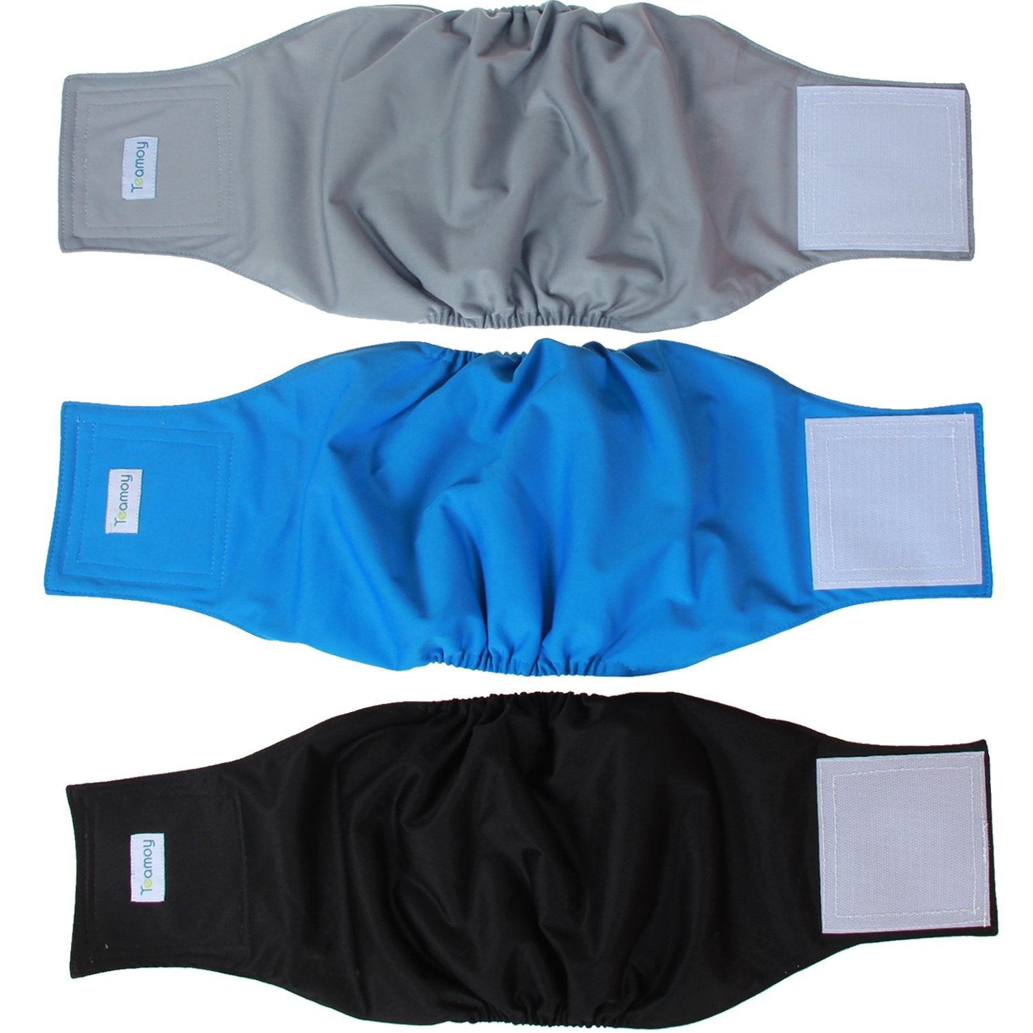 Teamoy Reusable Wrap Diapers For Male Dogs, Washable Puppy Belly Band Pack Of 3 (Xl, 25'-29' Waist, Black+ Gray+ Lake Blue)