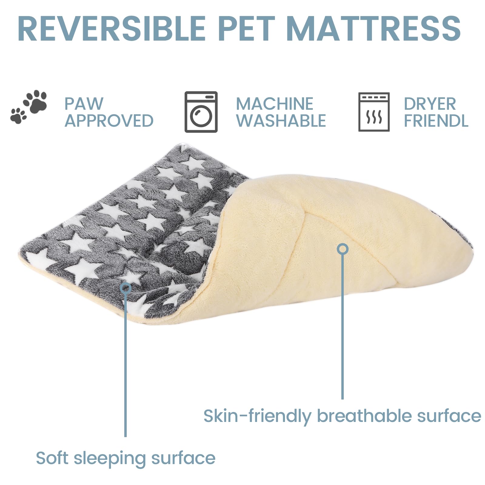 Dog Bed Pet Mat Machine Washable Grey (39X28X1.5In)