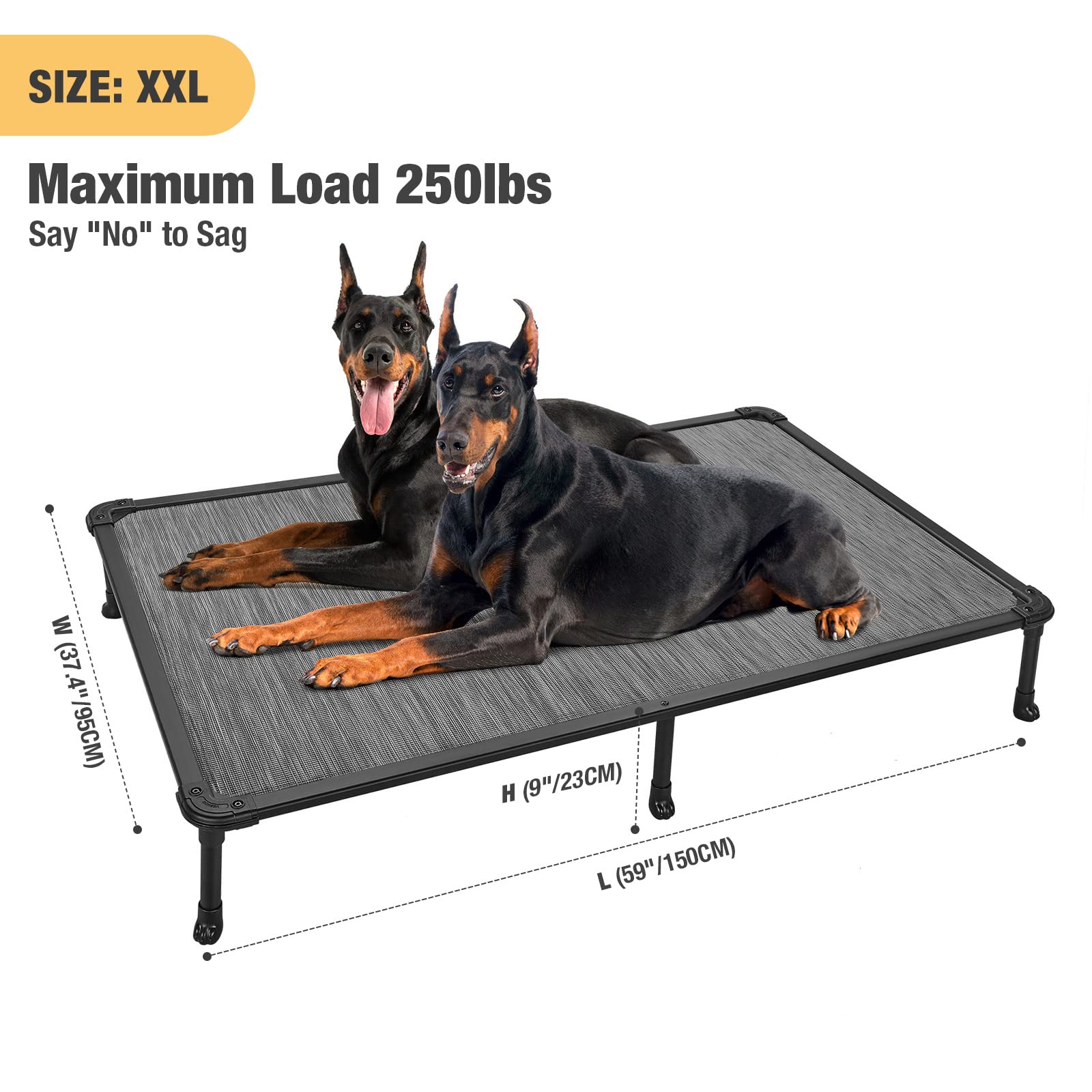 Veehoo Chew Proof Elevated Dog Bed - Cooling Raised Pet Cot- Rustless Aluminum Frame And Durable Textilene Mesh, Unique Designed