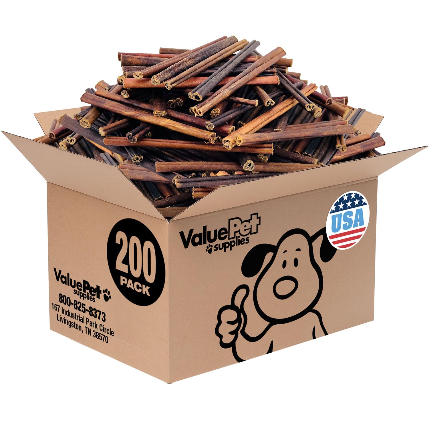 ValueBull USA Collagen Sticks for Small Dogs, 6 Inch Extra Thin Chews, Natural Dog Treats, 200 Count Bulk Pack - Promotes Joint,