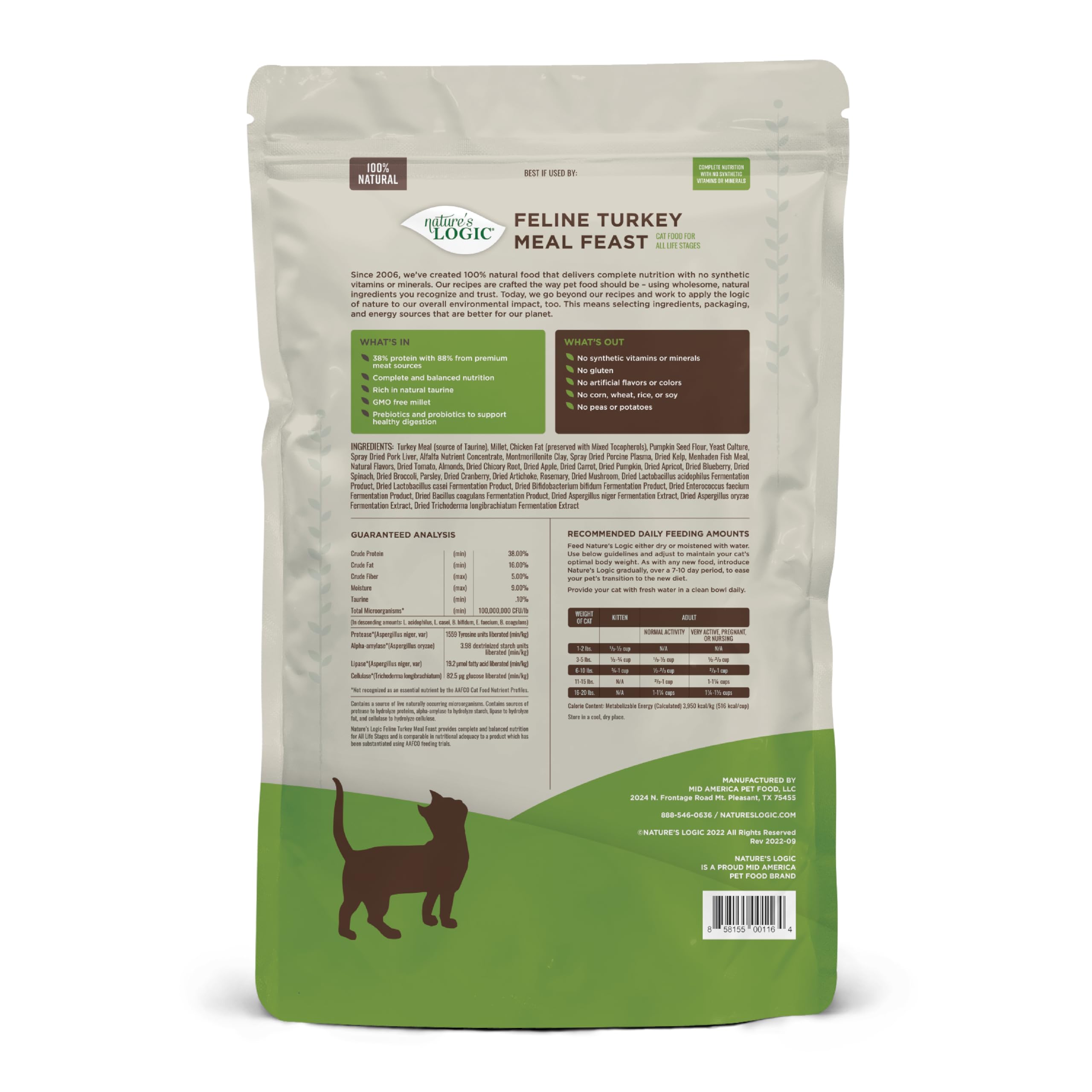 Natures Logic Turkey Dry Cat Food (1 Pack), 7.7 lb