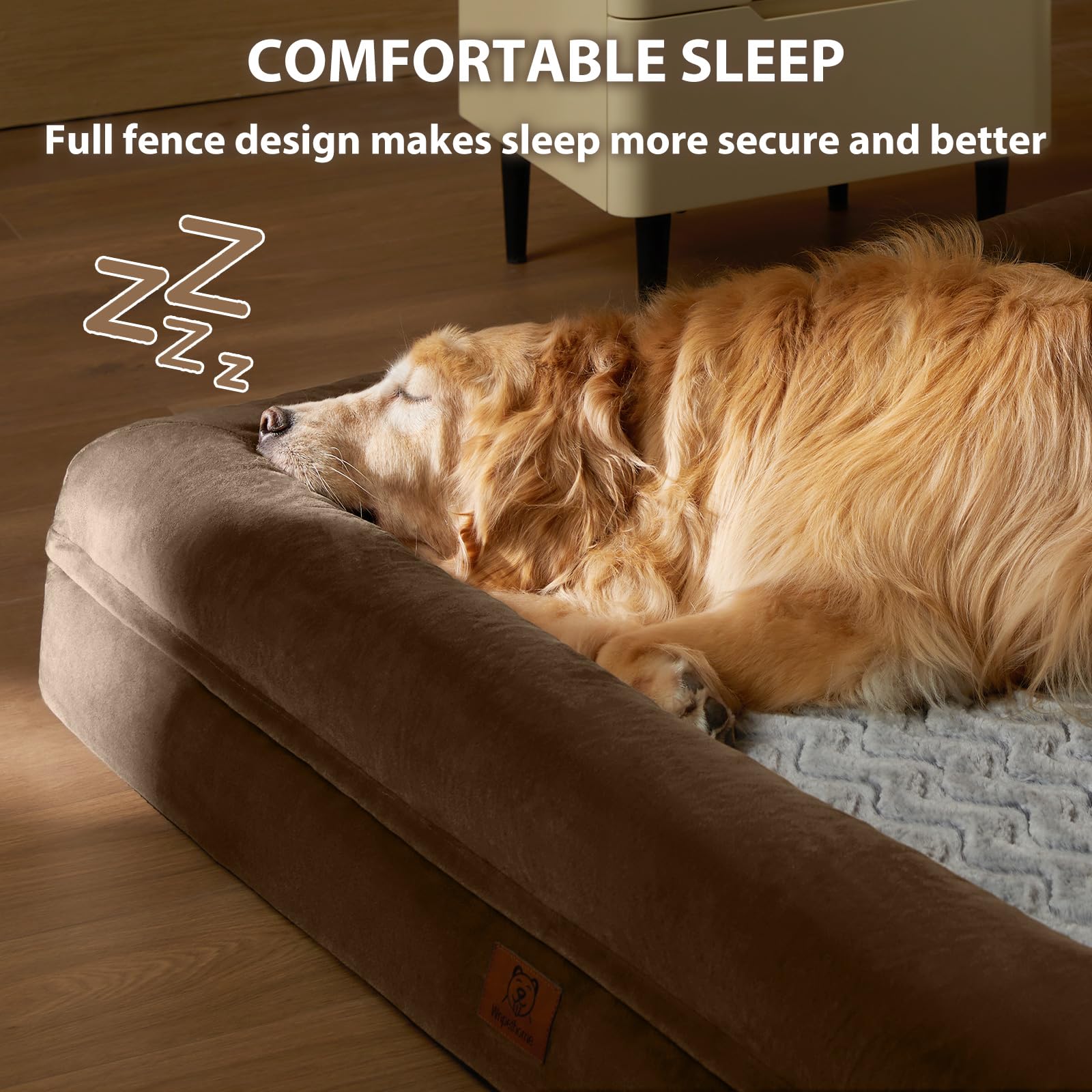 WNPETHOME XL Extra Large Dog Bed, Washable Dog Couch with Removable Waterproof Cover, Orthopedic Large Pet Sofa Bed with Bolster