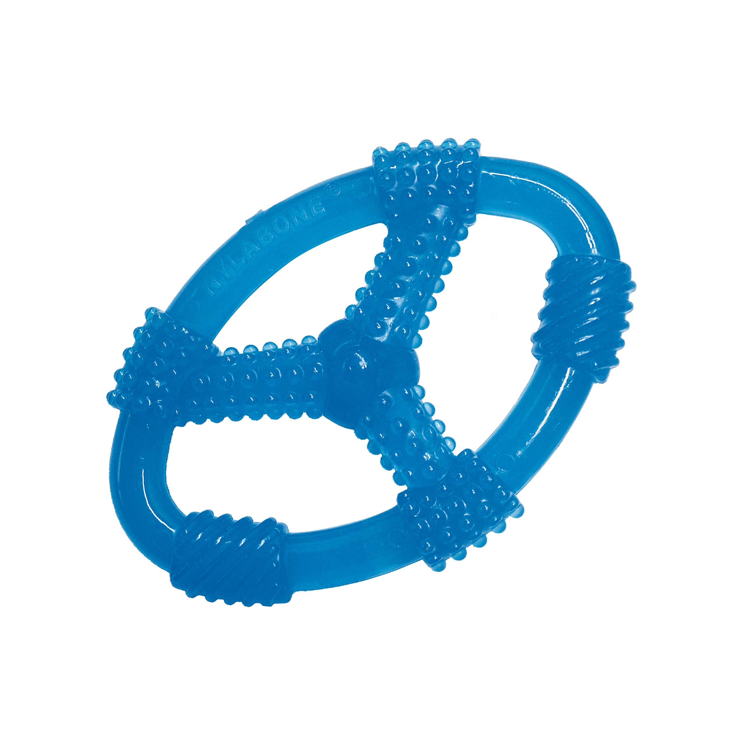 Nylabone Spin Tug & Play Puppy Chew Ring Toy, Soothing Puppy Teething Bone, Enrichment Toy for Puppies, Blue, Peanut Butter Flav