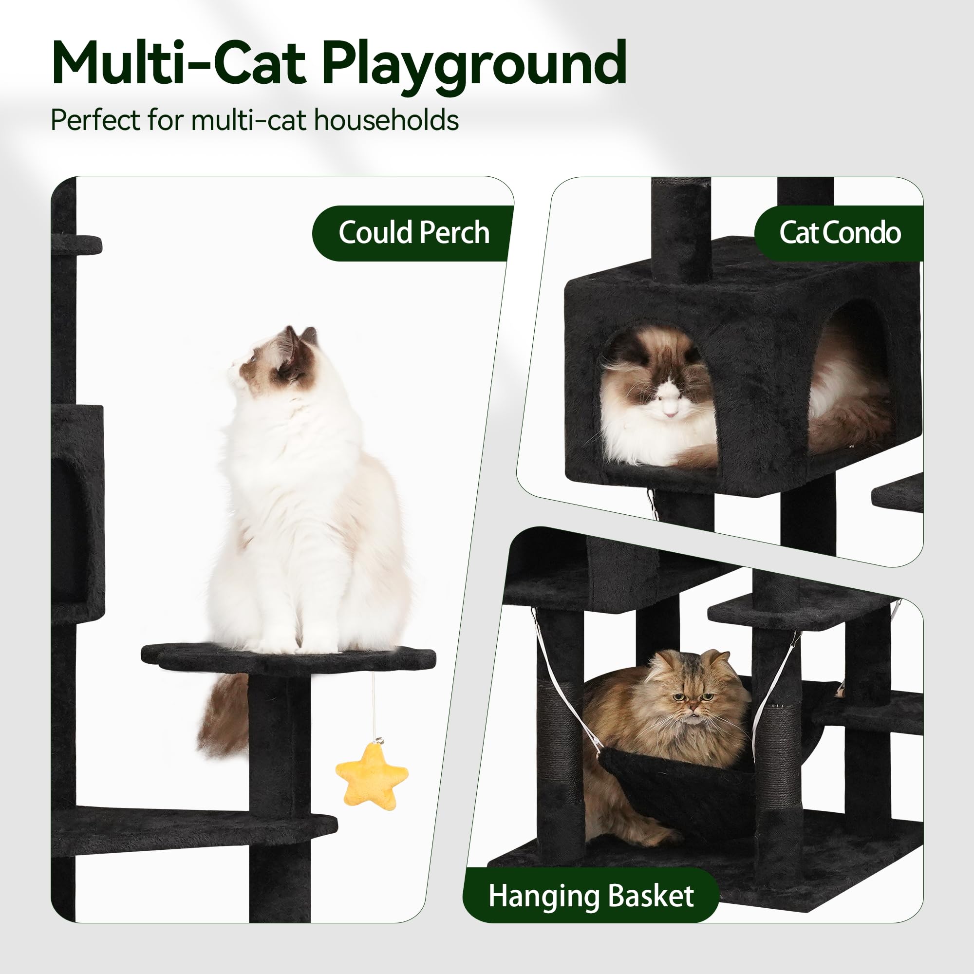 Meecal 85Inch Tall Cat Tree For Indoor Cats Large Adult, Multi-Level Cloud Cat Tower With Scratching Post, Heavy Duty Cat Cat Co