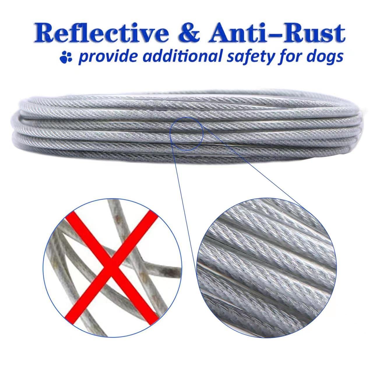 Dog Tie Out Cable for Dogs Outside Up to 125/250lbs,10/20/30/50FT Long Dog Leashe&Chains,Small-Large Dogs Runner Cable for Yard,