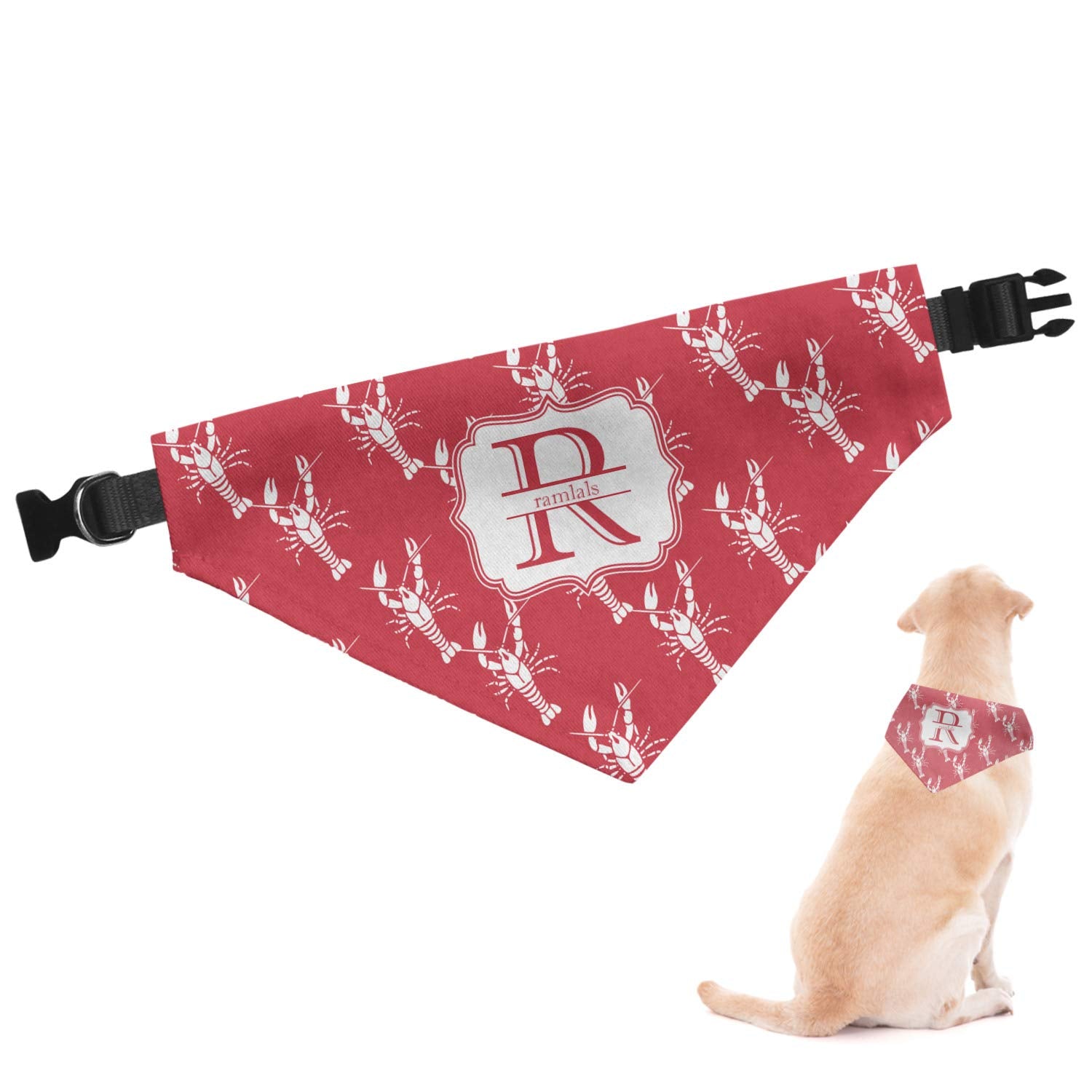 Rnk Shops Personalized Crawfish Dog Bandana - Large