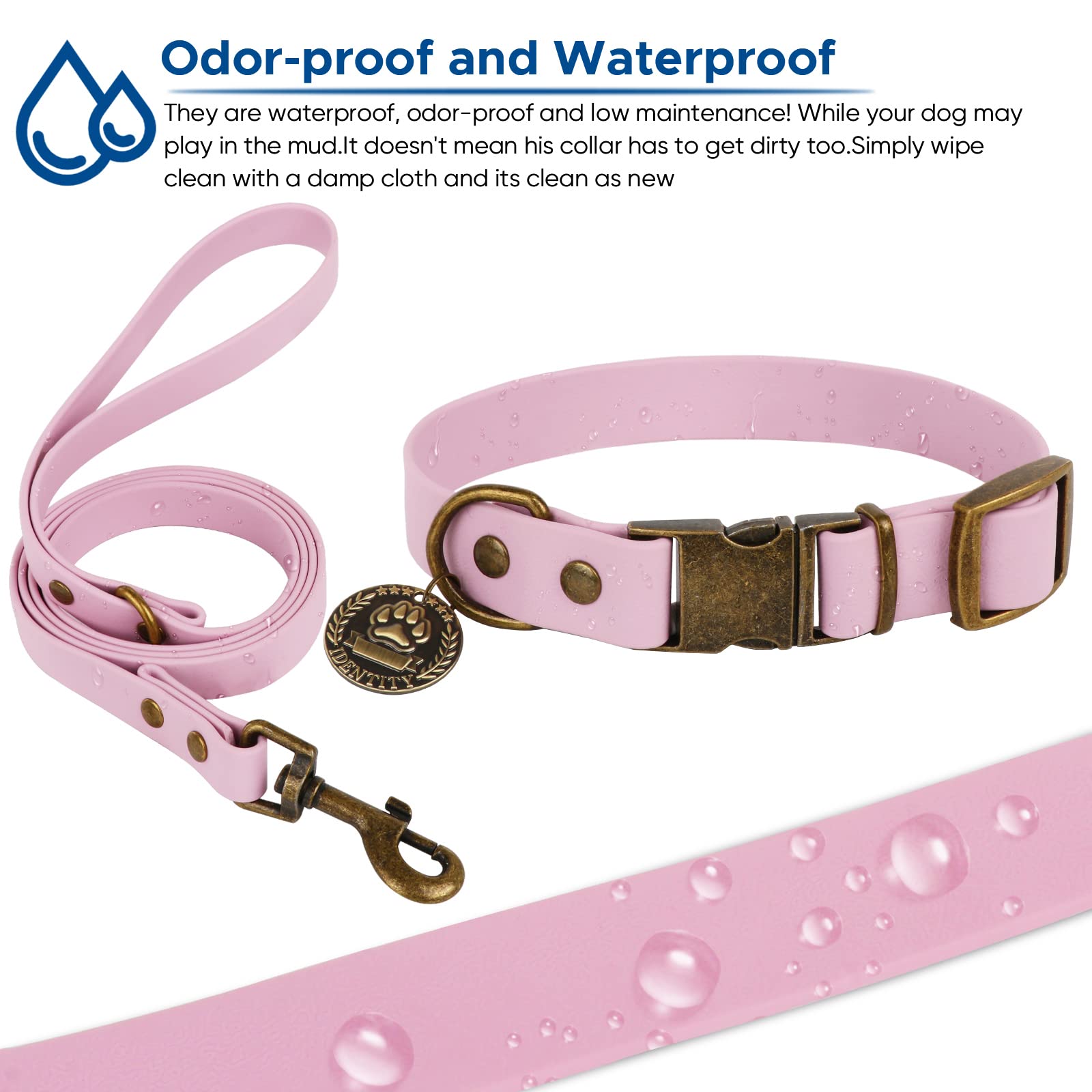 Wisedog Dog Collar And Leash Set Combo: Adjustable Durable Pet Collars With Dog Leashes For Small Medium Large Dogs,Includes One Bonus Of Poop Bag Holder (Xs, Pale Pinkish Purple)