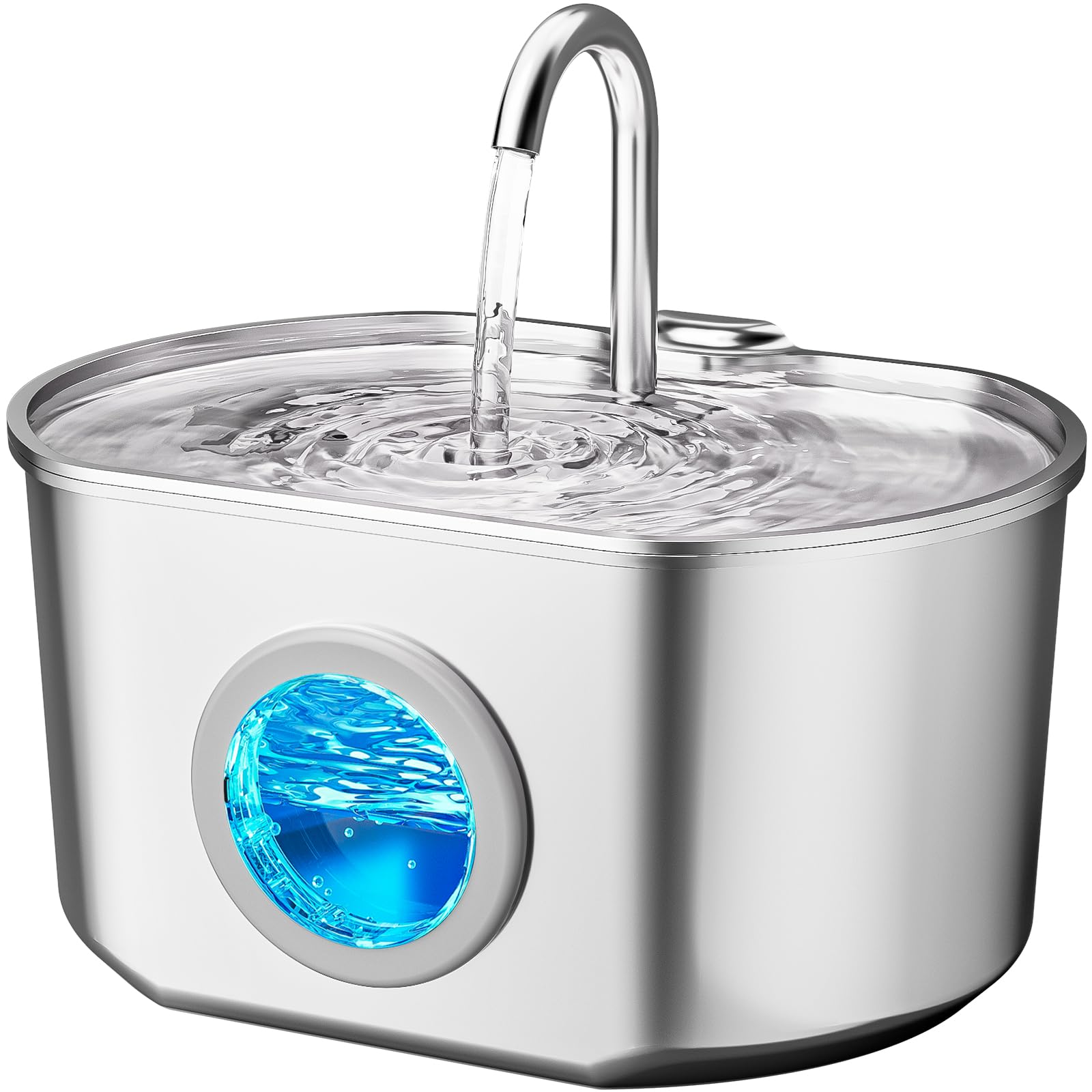 Cat Water Fountain Stainless Steel: 74oz/2.2L Cat Fountain for Drinking- Pet Water Fountain Inside - Automatic Dog Watering Disp