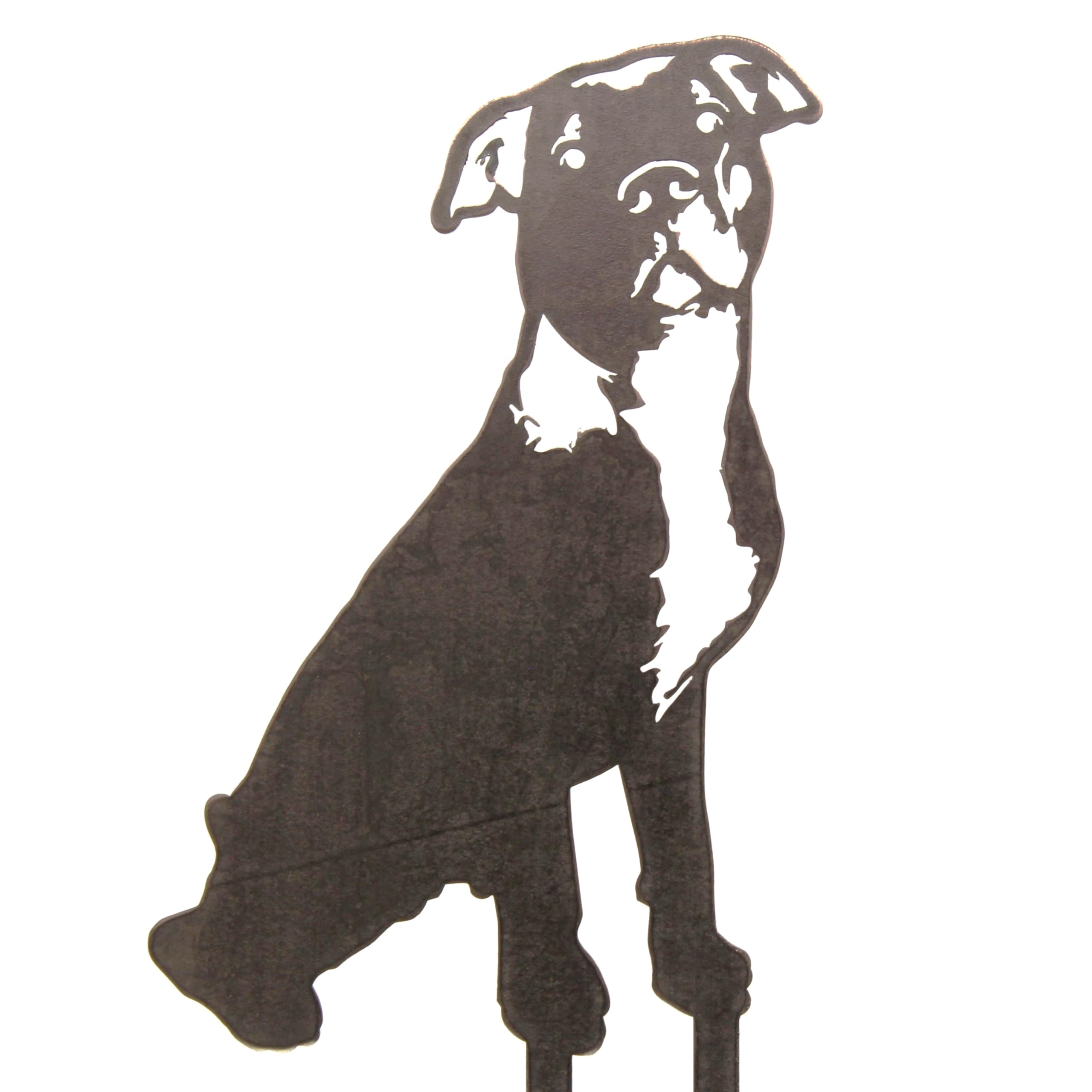 My Metal Rescue Corten Steel American Pit Bull Terrier Dog Silhouette Yard Stake (Small)