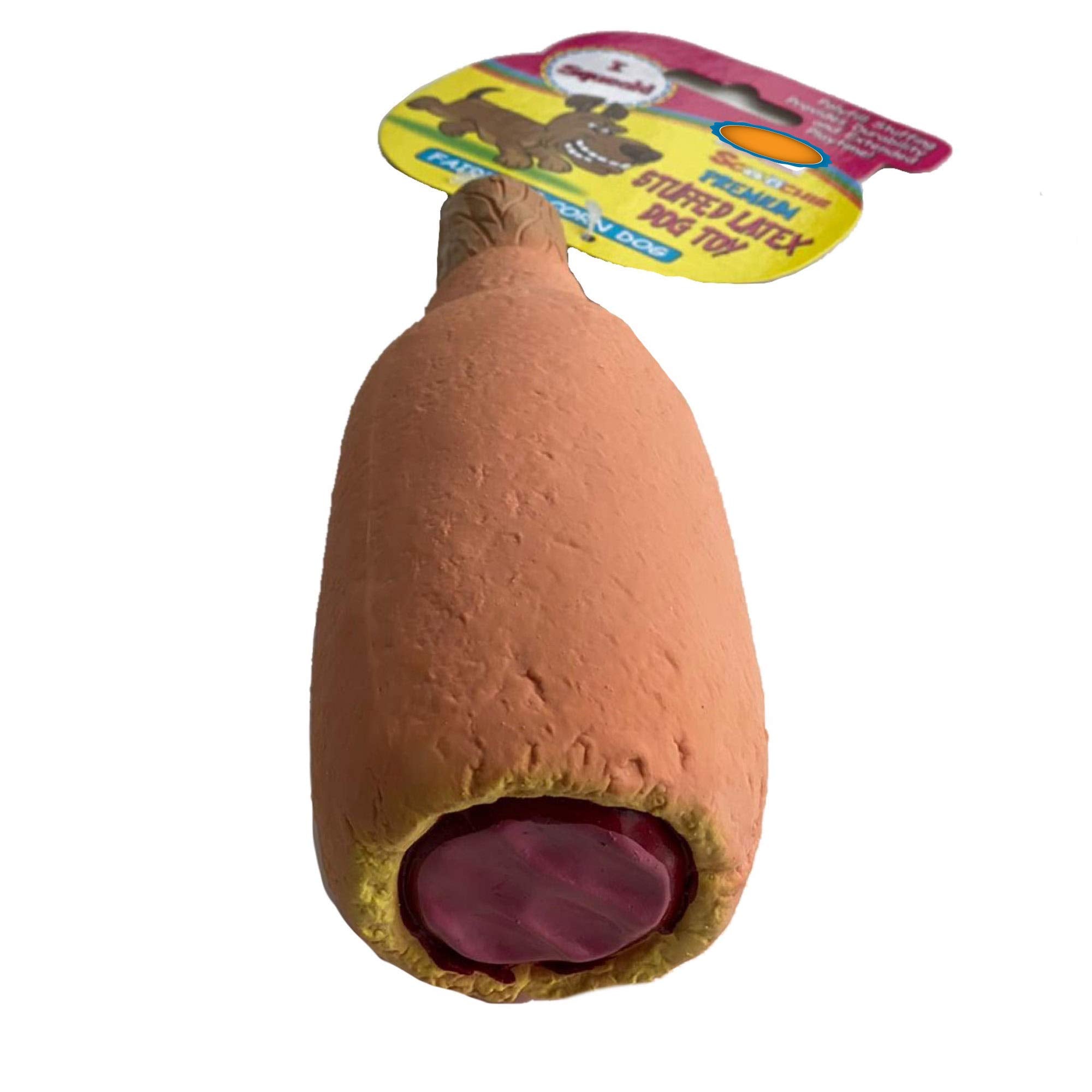 Scoochie Premium Dog Toy | Stuffed Latex Fairtime Corn Dog | 6.5 Inch