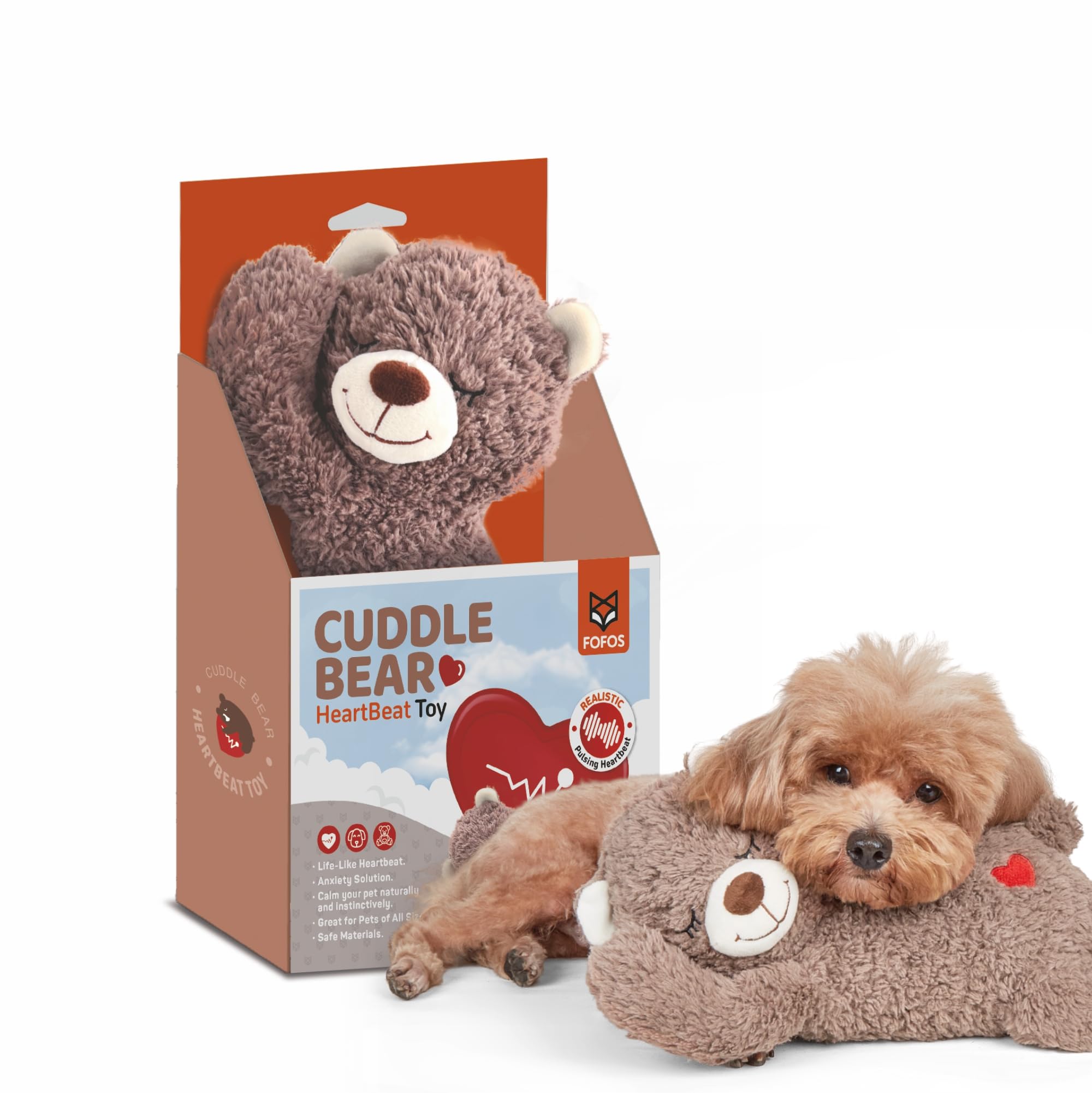 Barkbutler X Fofos Heartbeat Bear  Plush Toys For Dogs, Interactive Dog Toys For Medium Dogs (020Kgs)  Brown