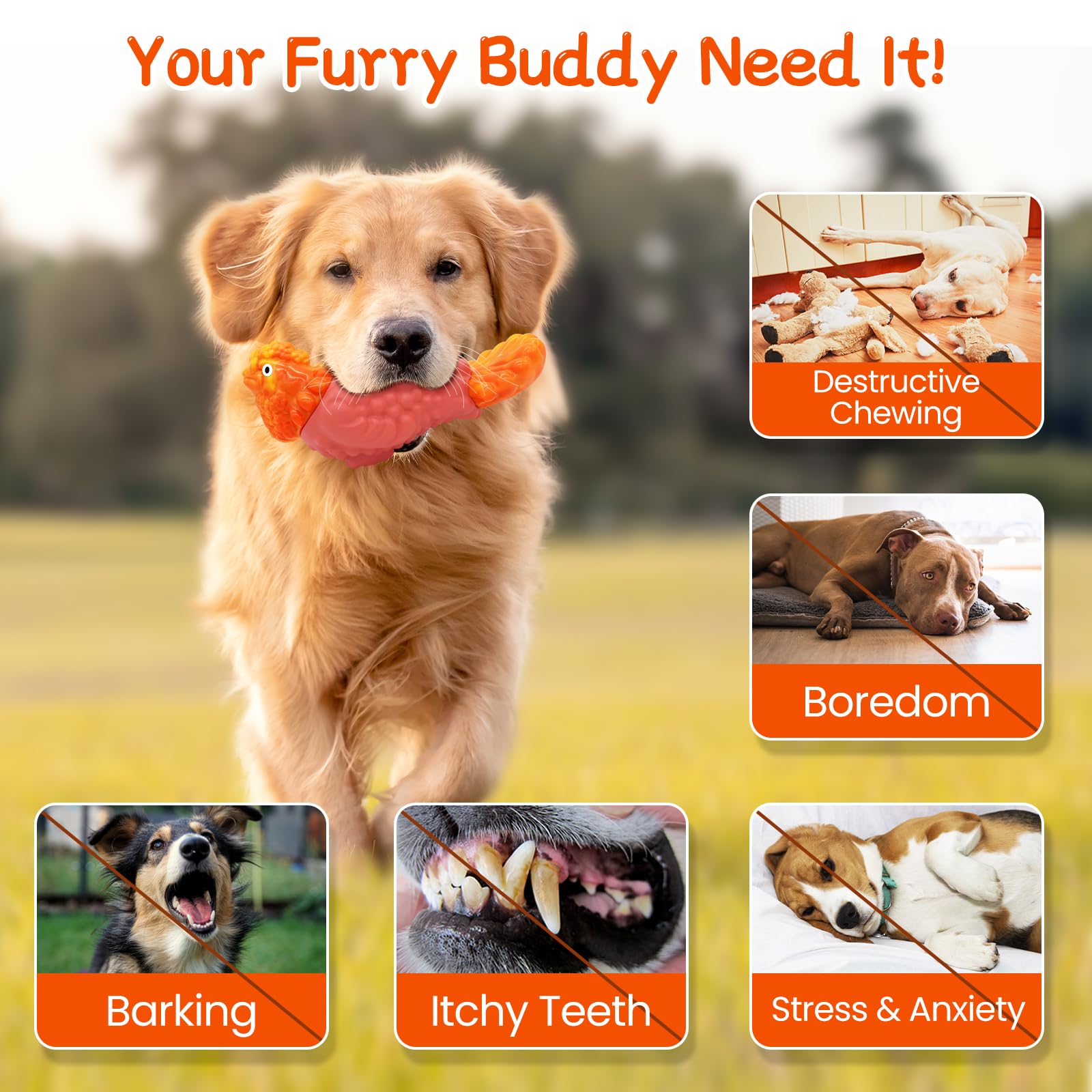 WinTour Tough Dog Toys for Aggressive Chewers, Durable and Indestructible Dog Toys to Keep Them Busy, Turkey Squeaky Chew Toys f