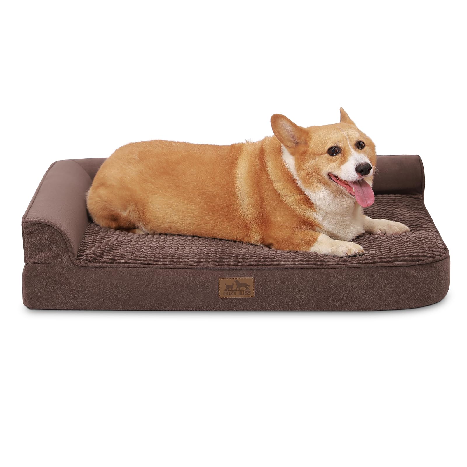 Cozy Kiss Orthopedic Dog Bed For Large Dog, Pet Couch For Medium Dog Cat, Big Supportive Foam Bolster Sofa With Waterproof Linin