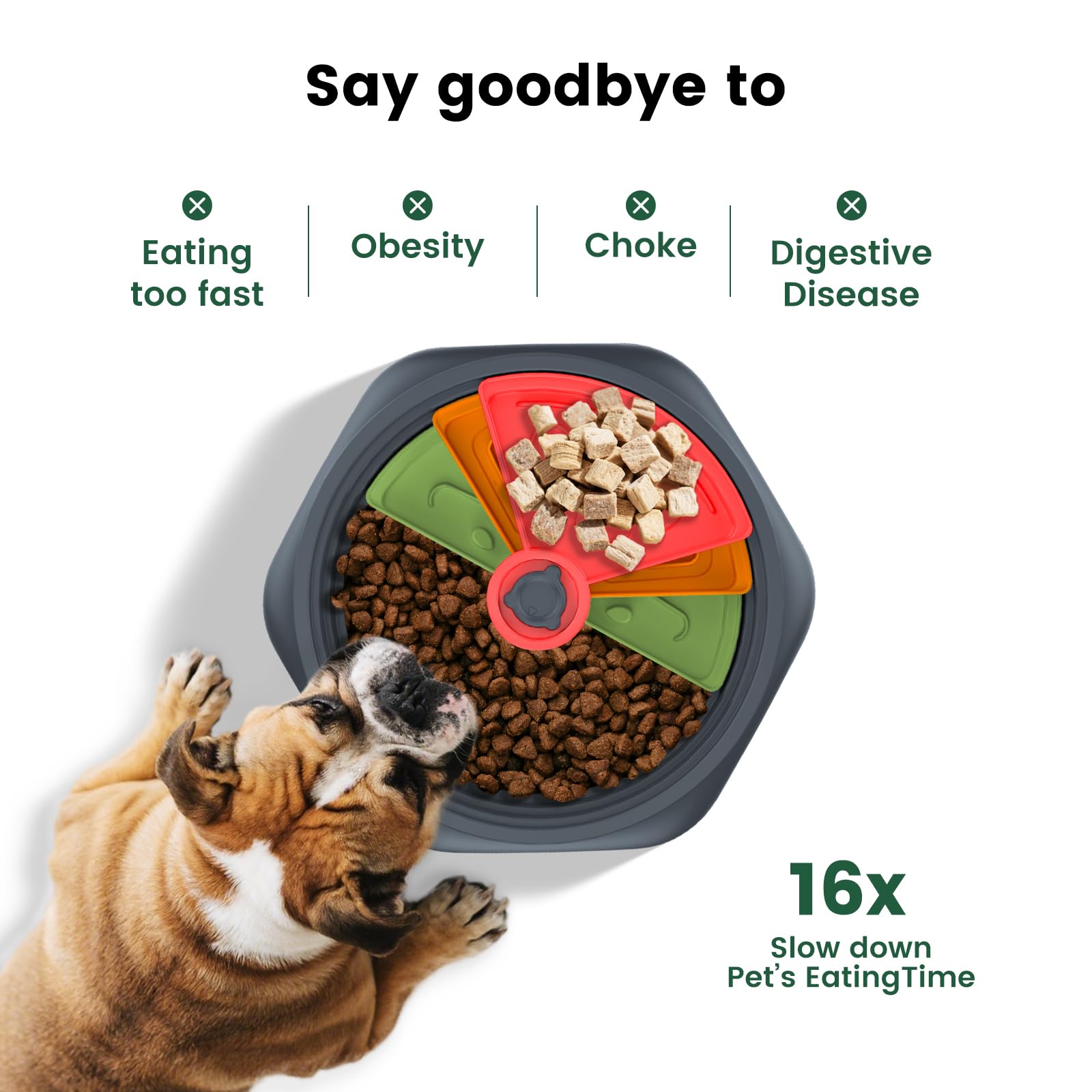 Gardner Pet Dog Slow Feeder Dog Bowl, Dogs Puzzle Enrichment Toy Rotating Plate, 8.45 M Size with Suction Base for All Breed S
