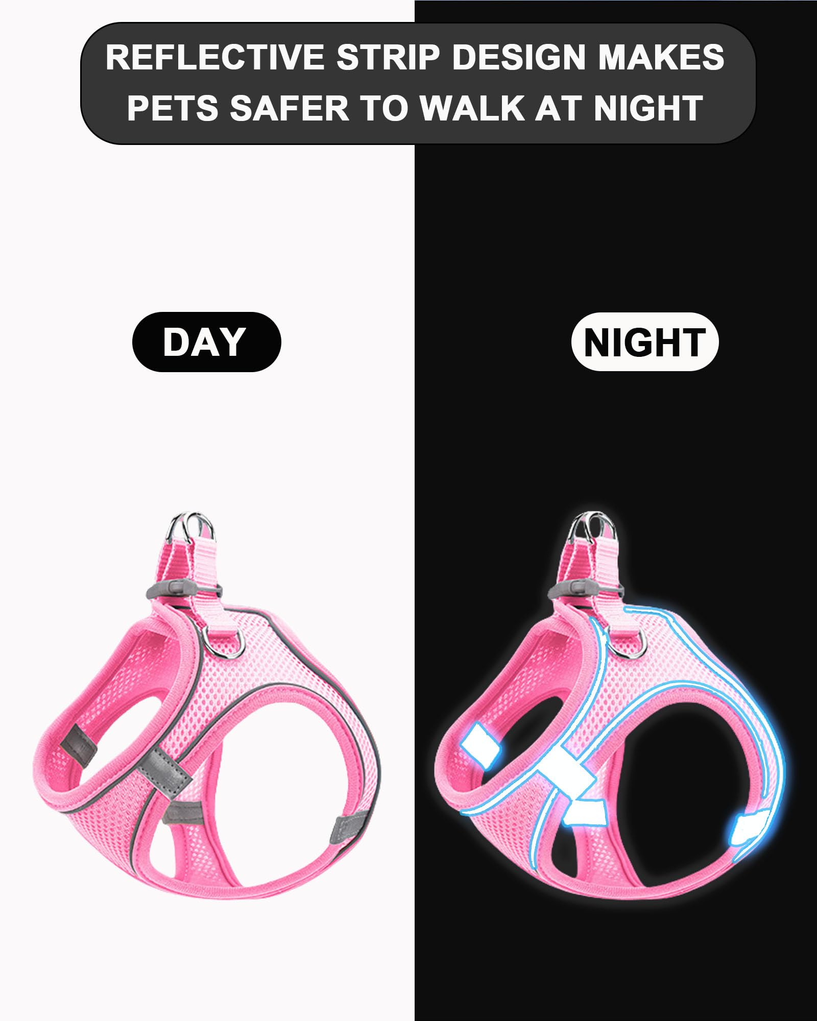 Jufoo S Pink Soft Mesh Dog Harness And Leash Set,No Escape Puppy Harnesses For Training Walking, Reflective Adjustable Puppy Ves