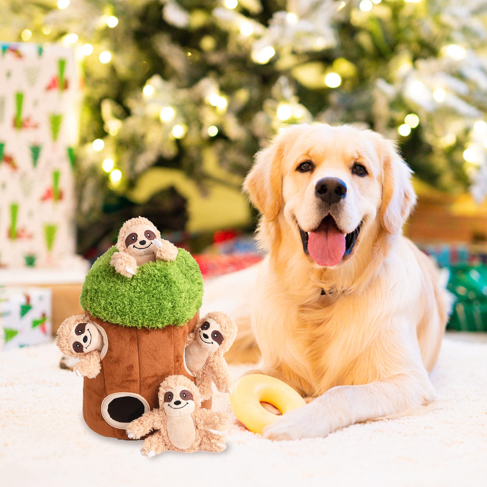 okegztoa Plush Squeaky Dog Toy - Interactive Sloth for Small, Medium, Large Dogs - Medium Size, Stuffed Woodland Friends