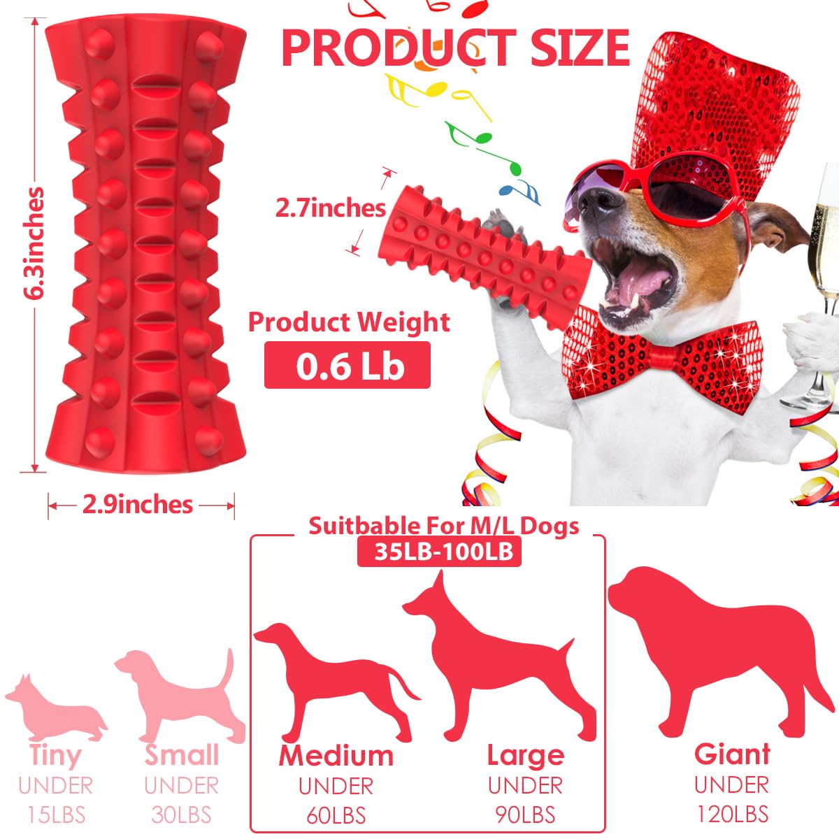 Vanfine Indestructible Squeaky Dog Toy – Tough Rubber Chew Toy For Aggressive Large Dogs, Durable And Safe For Interactive Play