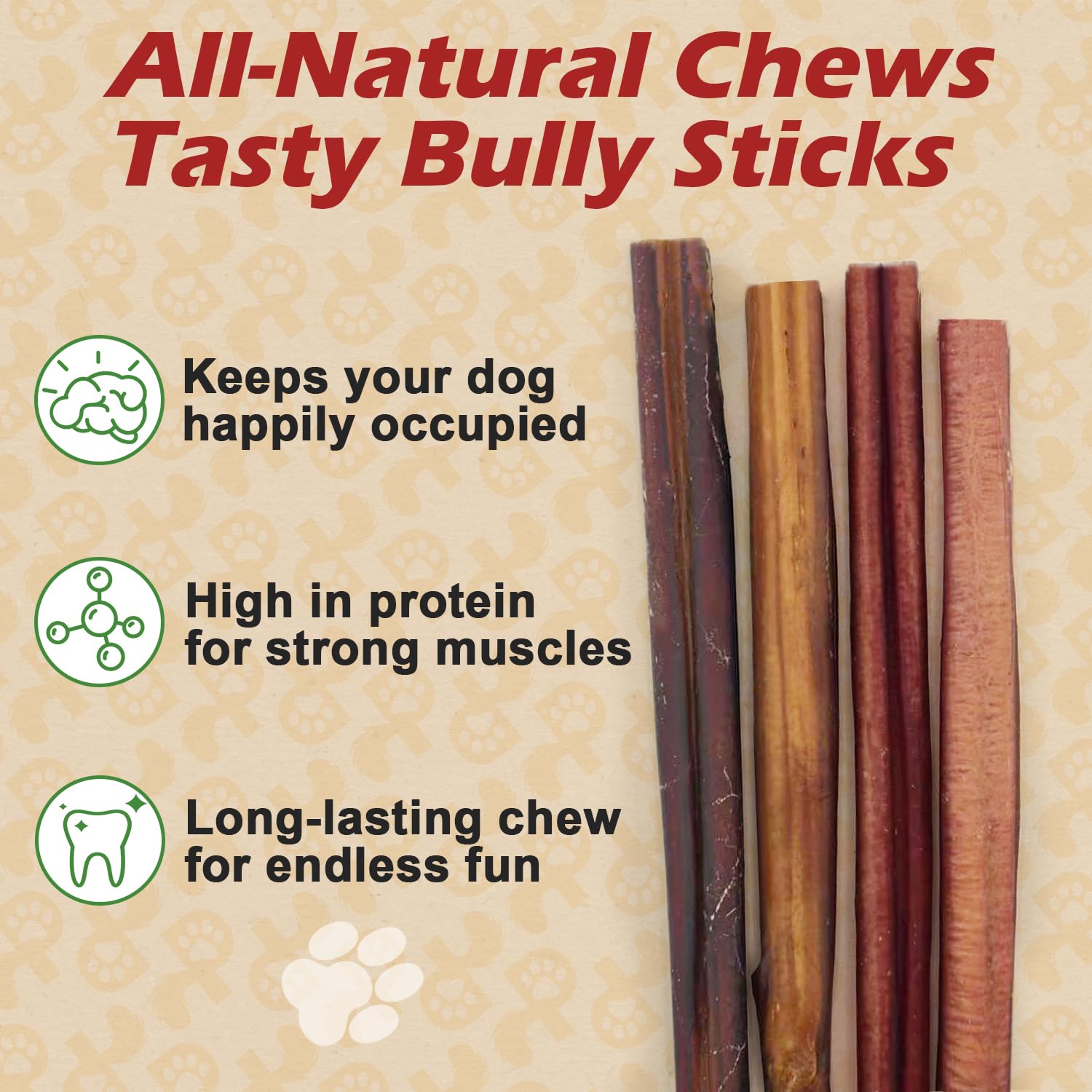 PETPURO Bully Sticks for Dogs 6 inch, 10 Pieces Grass Fed Beef Dog Chews, Bully Sticks for Small and Medium Breeds, Lower Odor L