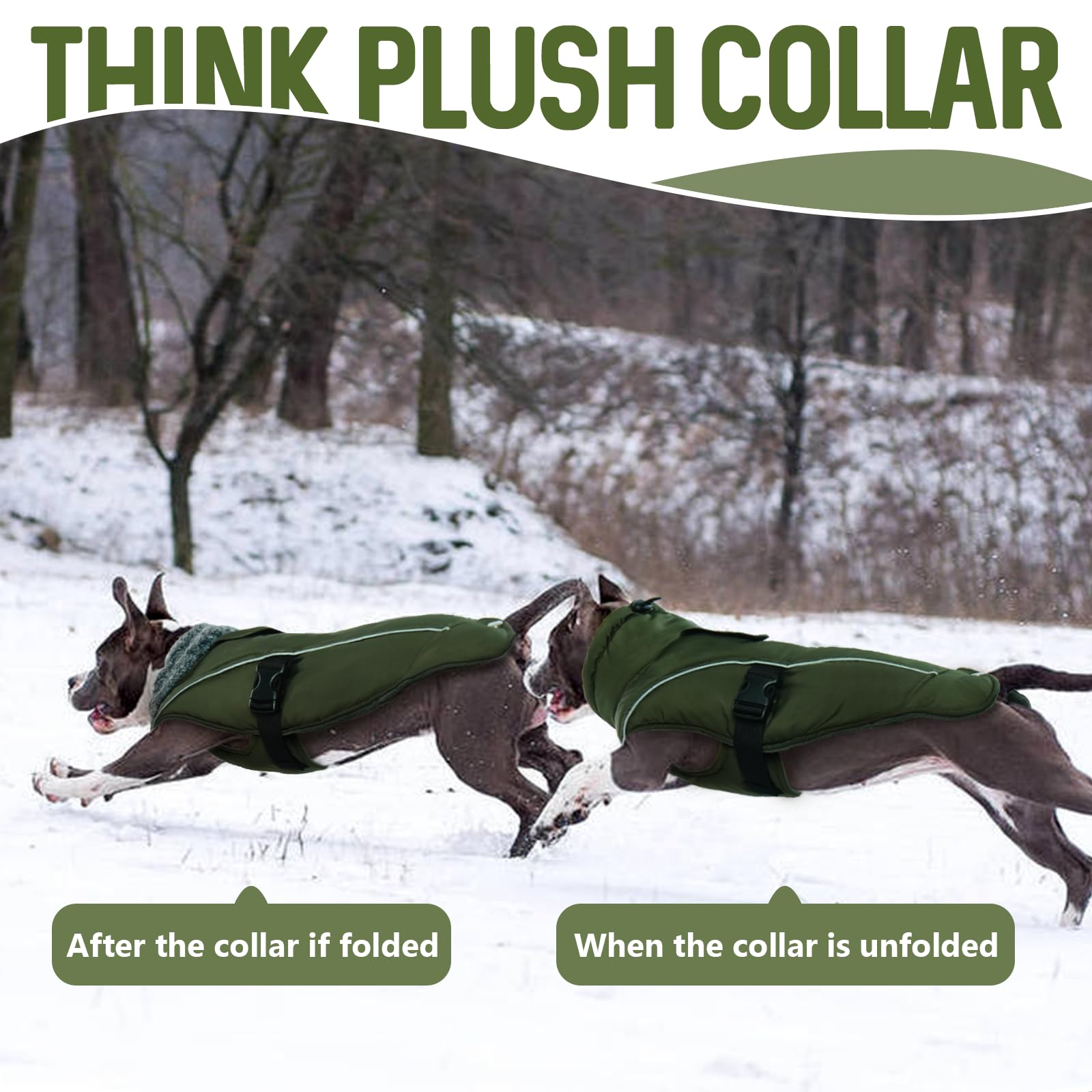 Dentrun Dog Winter Warm Coat - Windproof Cozy Jacket, Thick Fleece Vest, Water Repellent, Reflective, Small To Large Dogs