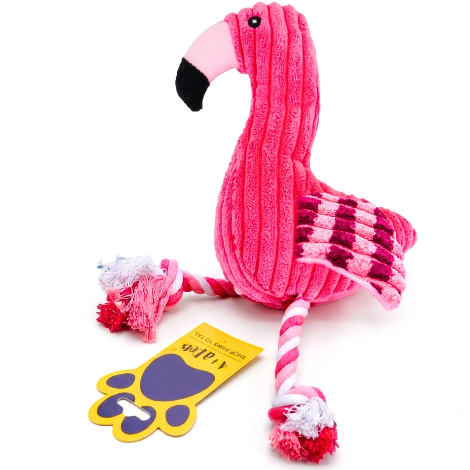 A+A Pets 2In1 Rope & Plush Squeaky Dog Toy | Interactive Tug Play For Dogs (Fifi The Flmingo)