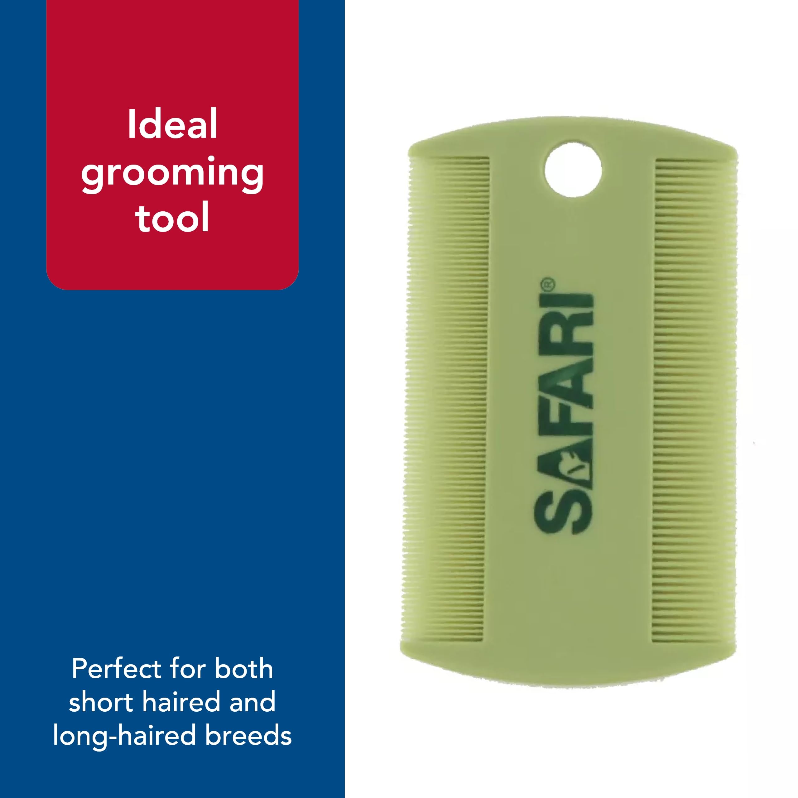 Coastal Pet Safari Double-Sided Grooming Comb - One Size Short Hair Dog Grooming Kit For Flea Prevention And Detection