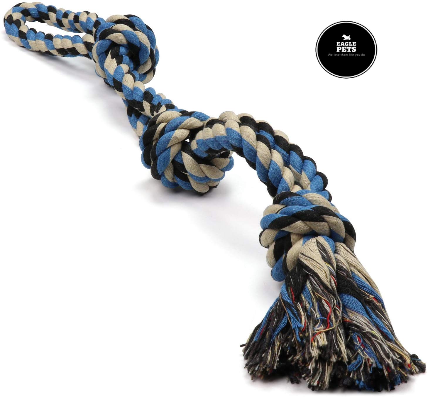 Eagle Pets Dog Toys For Aggressive Chewers  3 Double Knot Heavy Duty Xl Dog Rope Toy For Large Breed Puppy  Medium And Large D
