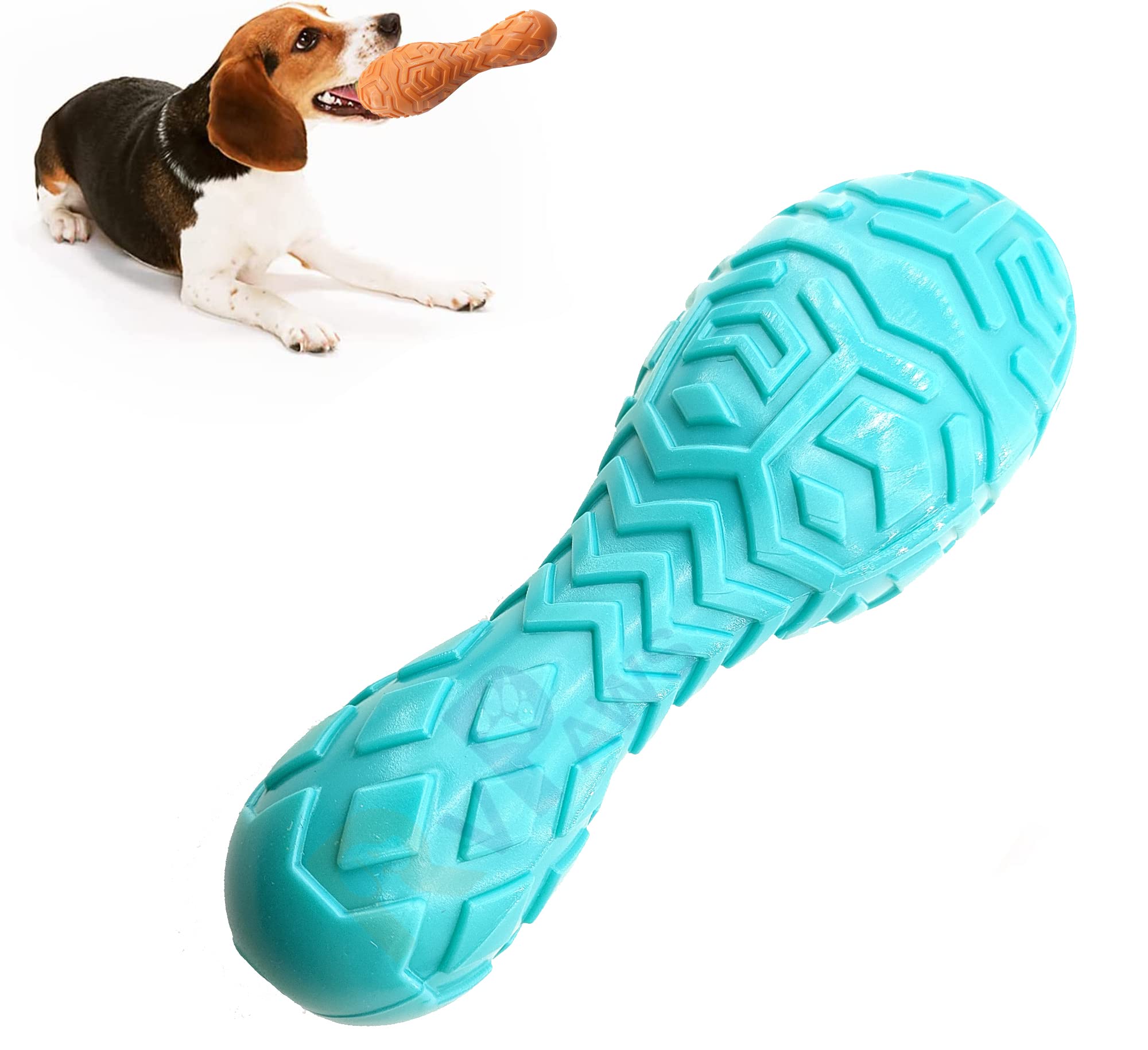 Rvpaws Dog Chew Squeaky Toy For Puppies, BuiltIn Bell Puzzle Toys For Aggressive Chewers, Indestructible Natural Rubber Dog Toy