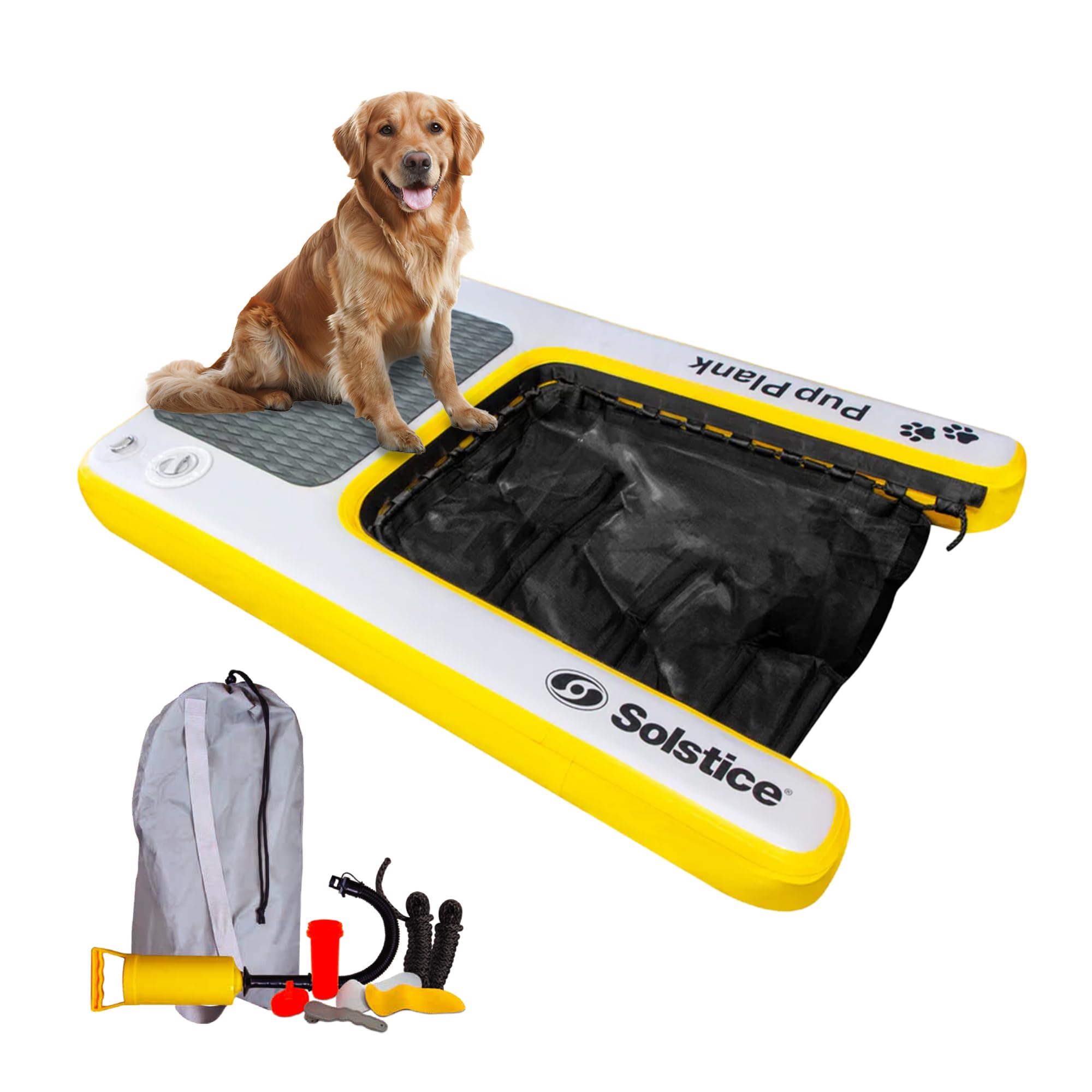 SOLSTICE ORIGINAL Inflatable Pup Plank Dog Float Floating Ramp Ladder For Pools Boats Docks | Dog On Water Ladder Steps | For Sw