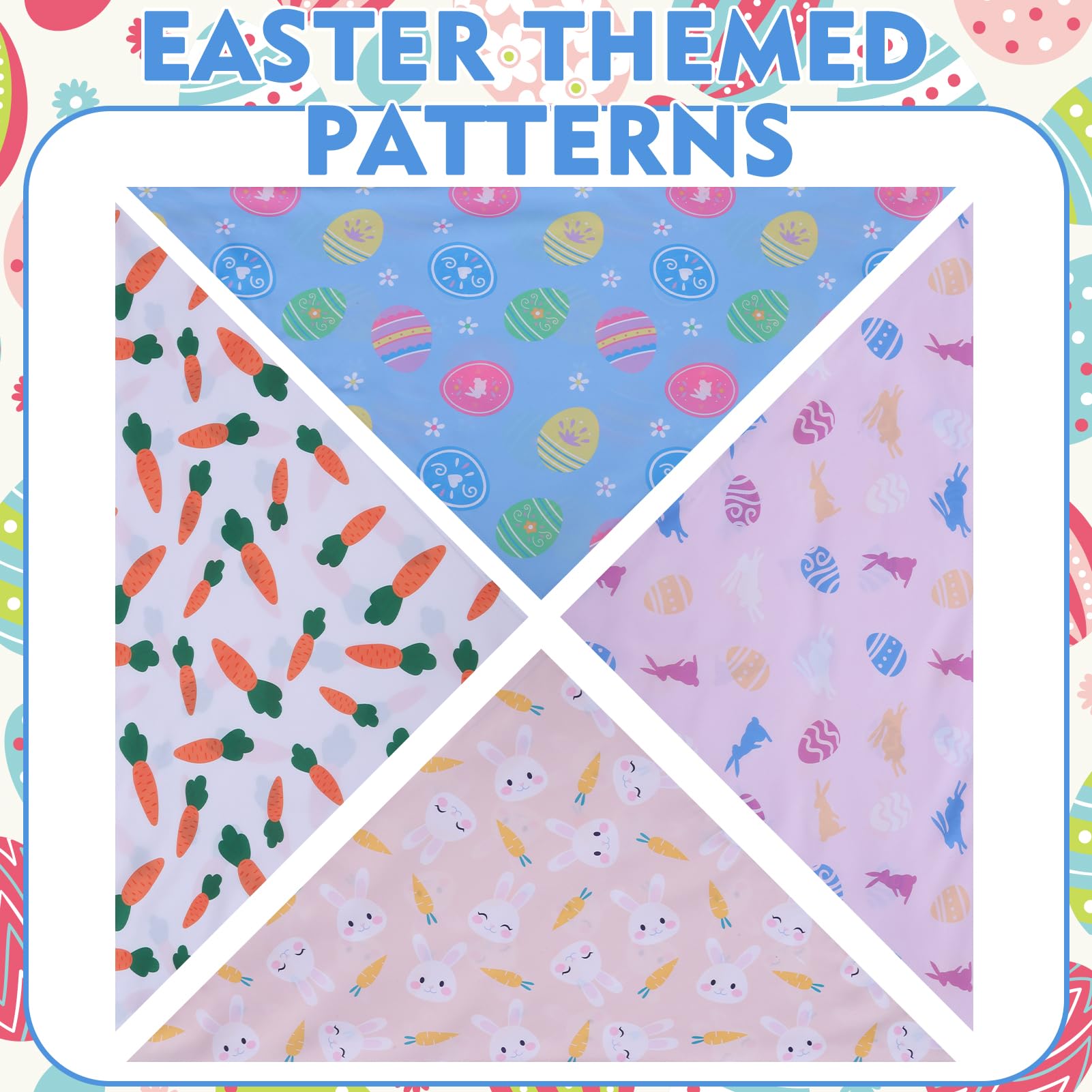 Expawlorer Easter Dog Bandana 4 Pack - Reversible Holiday Bandanas Bunny Printing, Egg Triangle Scarf Pet Costume For Boys And G