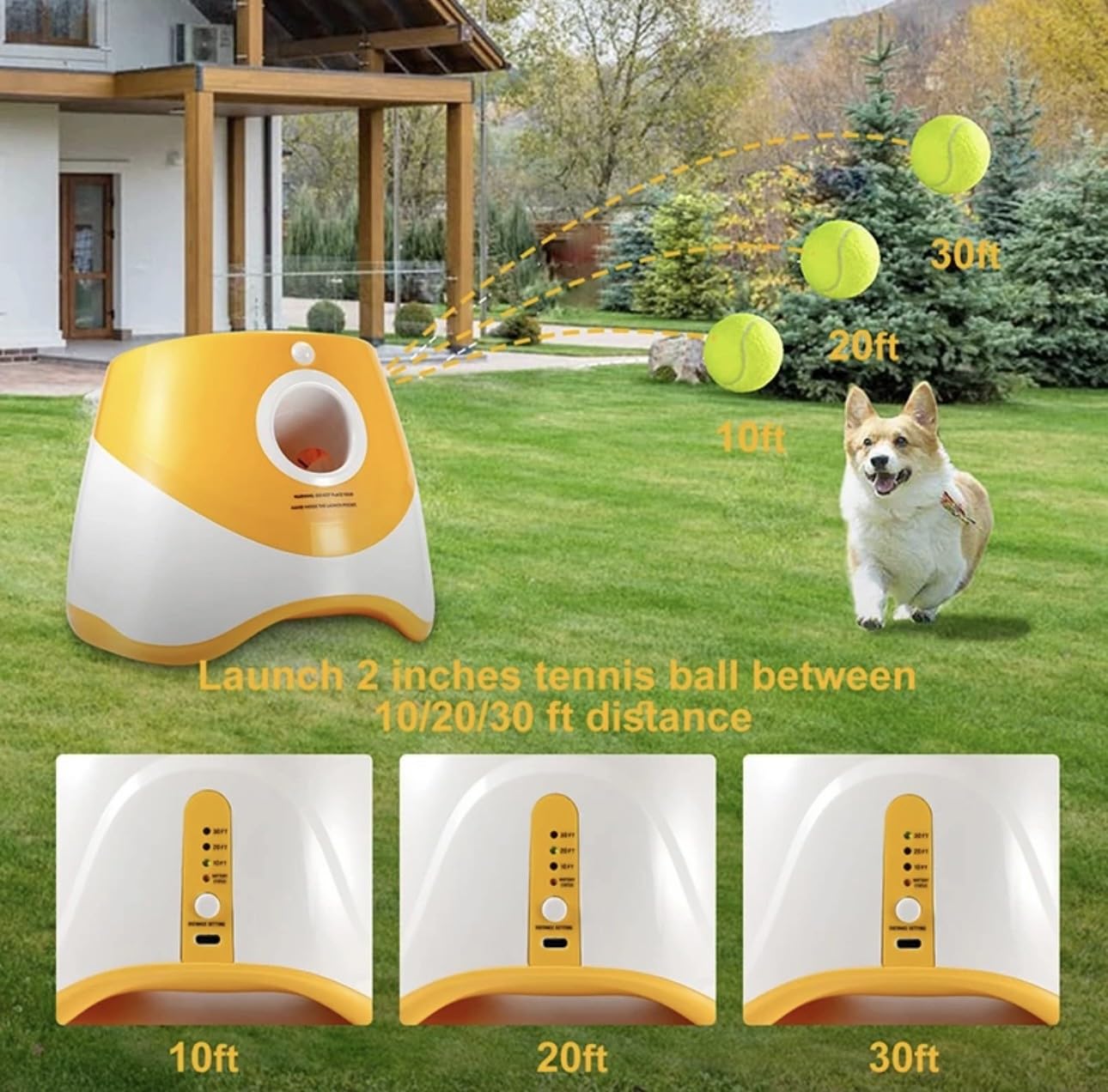 Generic Automatic Dog Ball Launcher, Interactive Indoor & Outdoor Dog Toy, Ball Thrower Machine With 3 Tennis Balls For Small Do