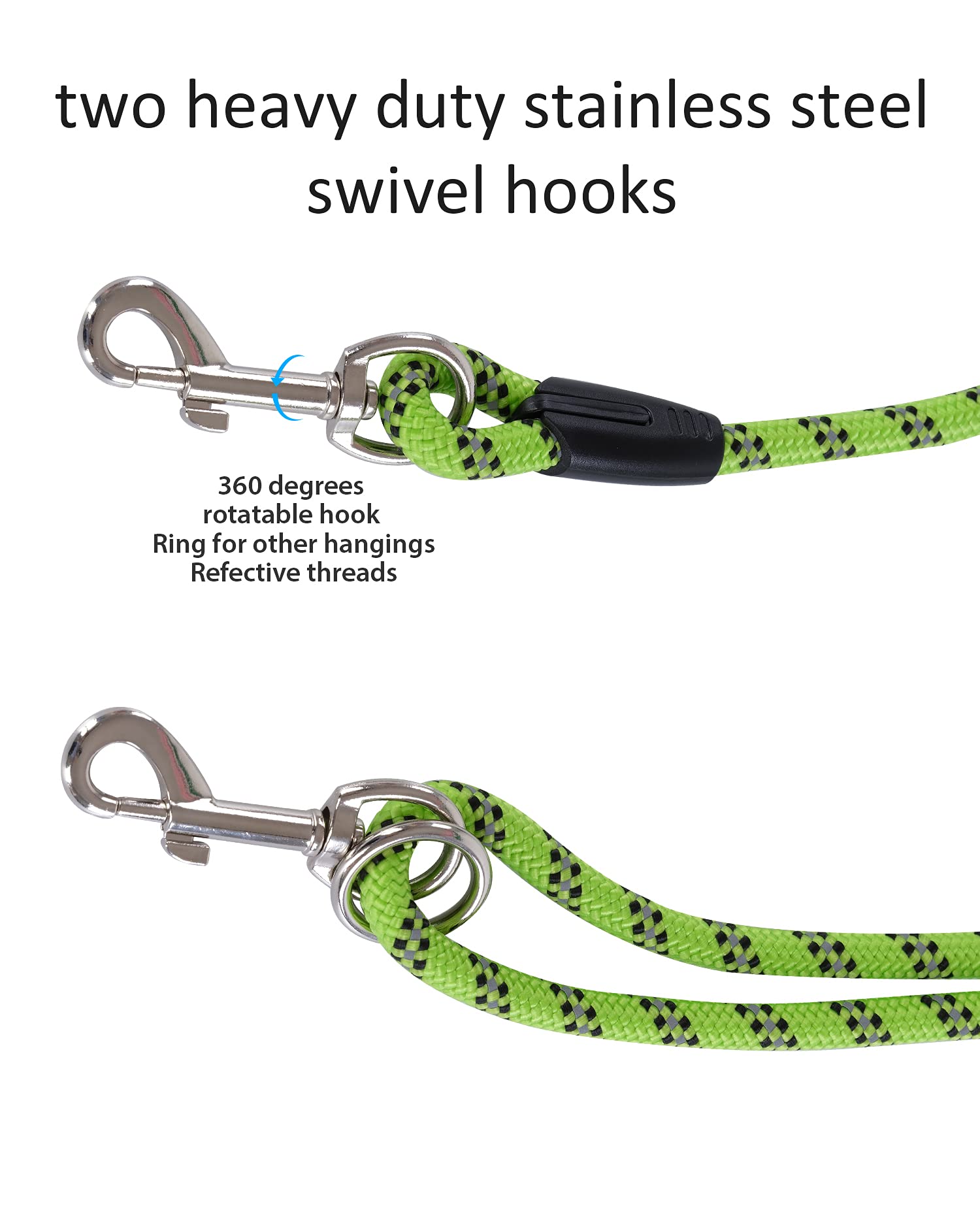 Lanwandeng Long Dog Leash, Heavy Duty Reflective Check Cord, 50FT Green for Training & Outdoor Activities