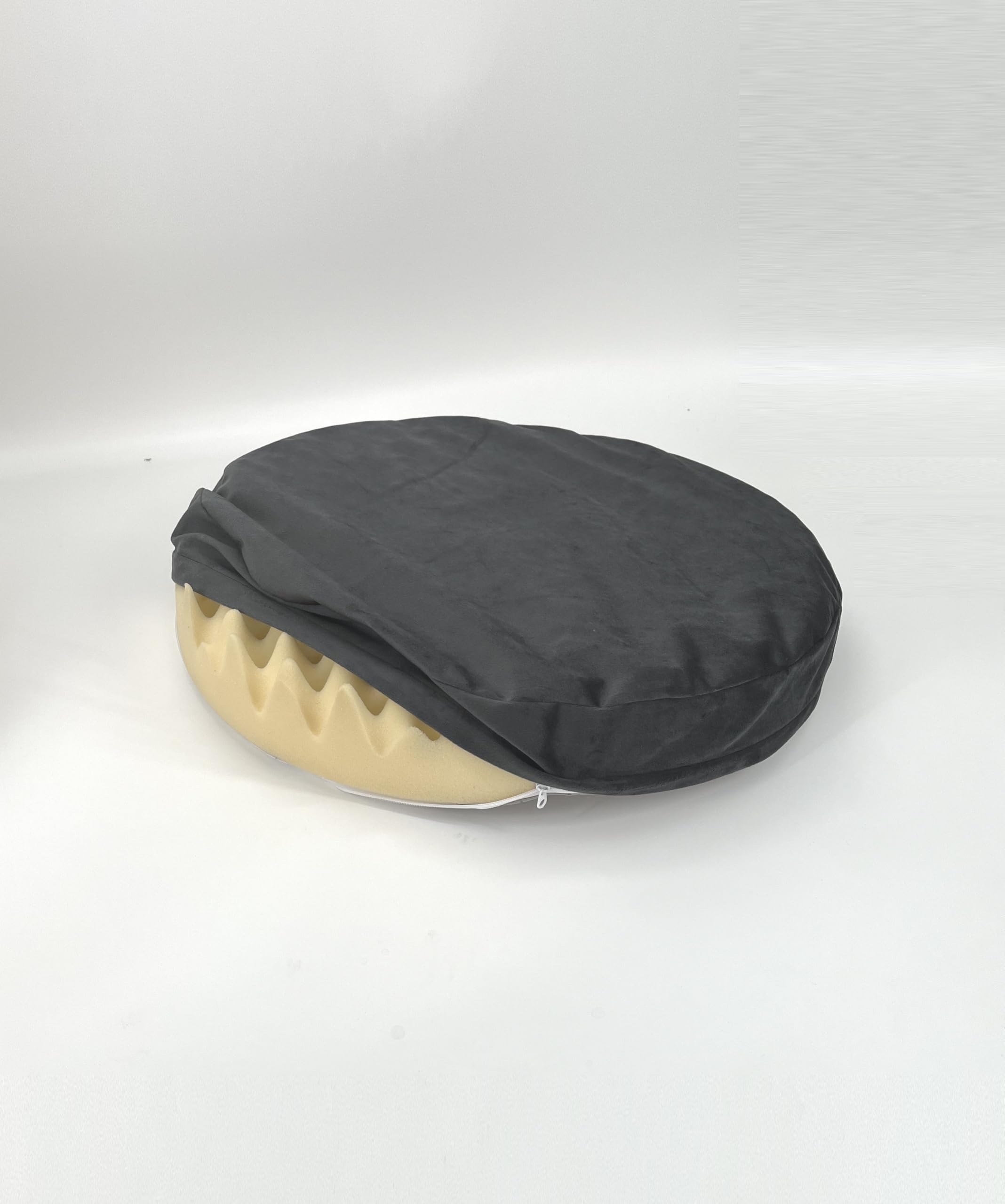 Eechicspace Waterproof Round Dog Bed Grey Velvet Orthopedic Egg Crate Foam Pad 30 Inch