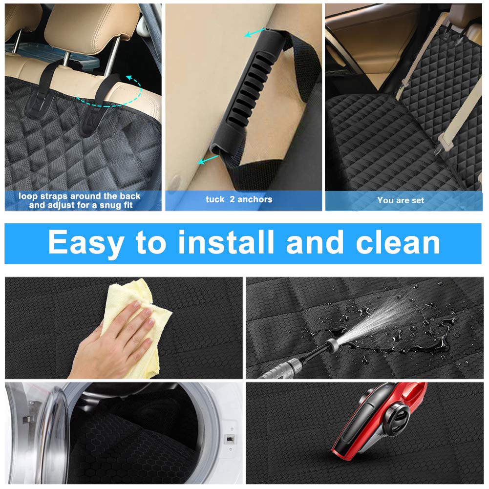 Dog Car Seat Cover Protector for Back Seat -Waterproof Rear Seat Cover for Kids Pets, Compatible Backseat for Middle Seat Belt a