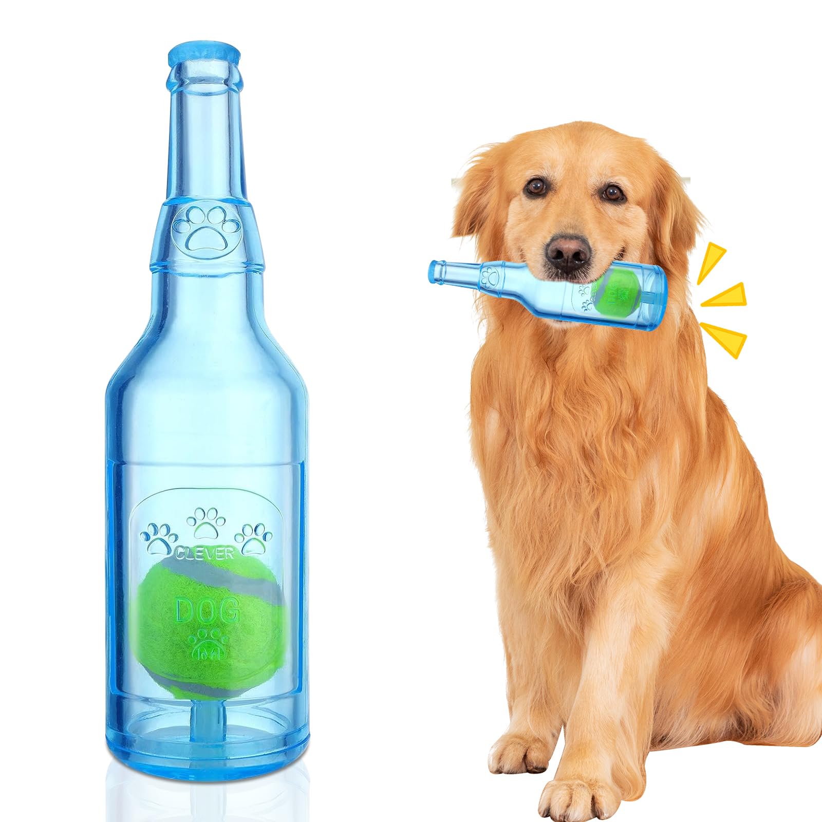 Water Bottle Dog Toy For Aggressive Chewers, Cute Squeaky Indestructible Water Bottle Dogs Chew Toys For Medium/Small Dogs Inter