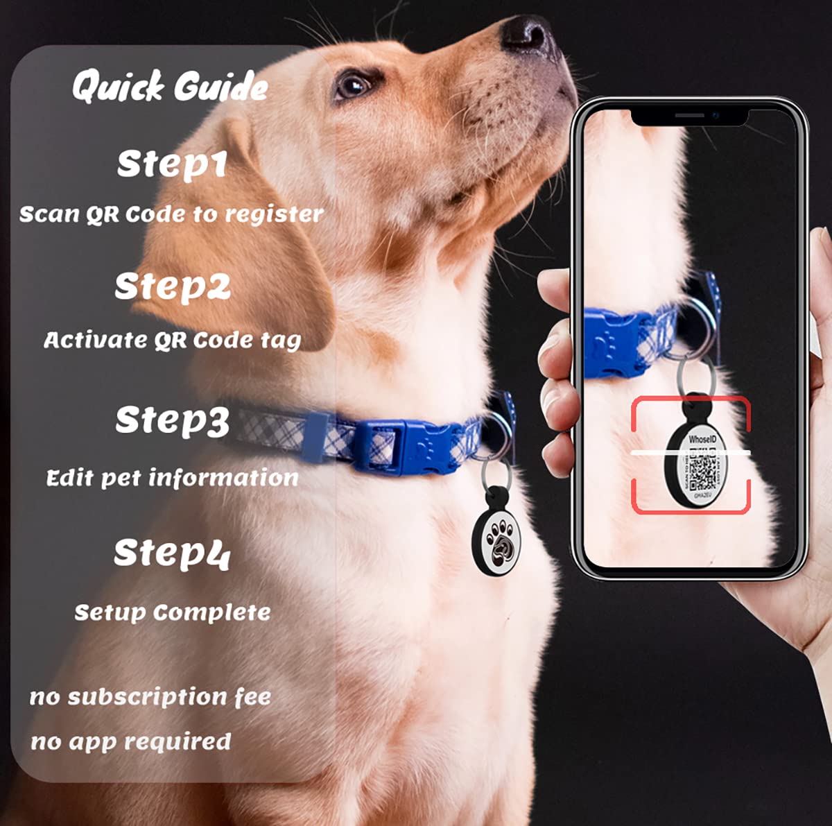 Whoseid Qr Code Dog Tag, Qr Code Pet Id Tag, Dog Id Tag, Waterproof Lightweight Silent Cat Tag, Modifiable Free Pet Online Profile, Scan Qr Code Send Instant Pet Location Alert Email (Esa, Green)