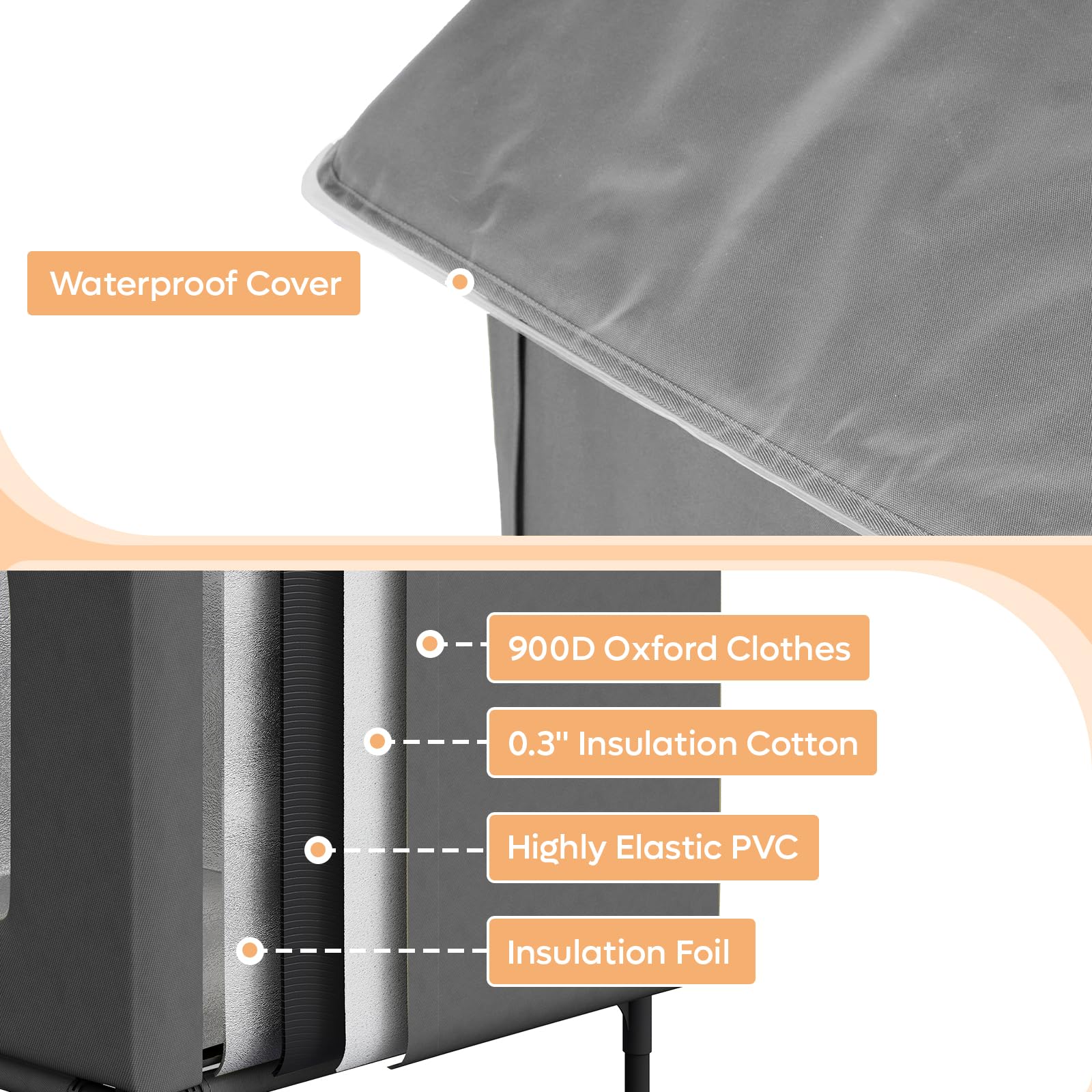 Bestier Large Heated Outdoor Cat House - Weatherproof Feral Cat Shelter with Timer & Heating Pad, Insulated, Grey, Model P200152G