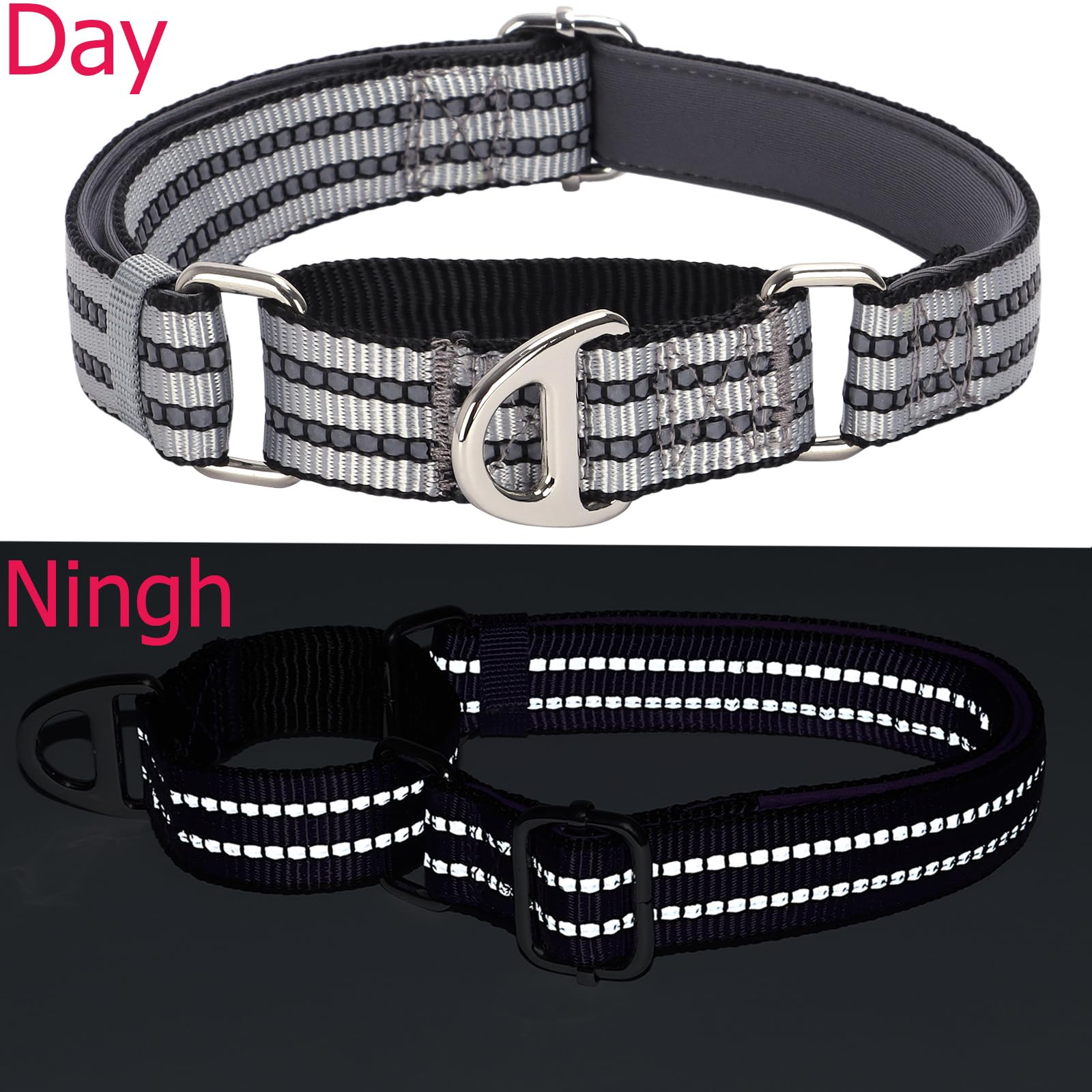Reflective Martingale Collar For Small Dogs With No Buckle Adjustable Training, Walking, Hunting No Slip Collars, (Sliver S)