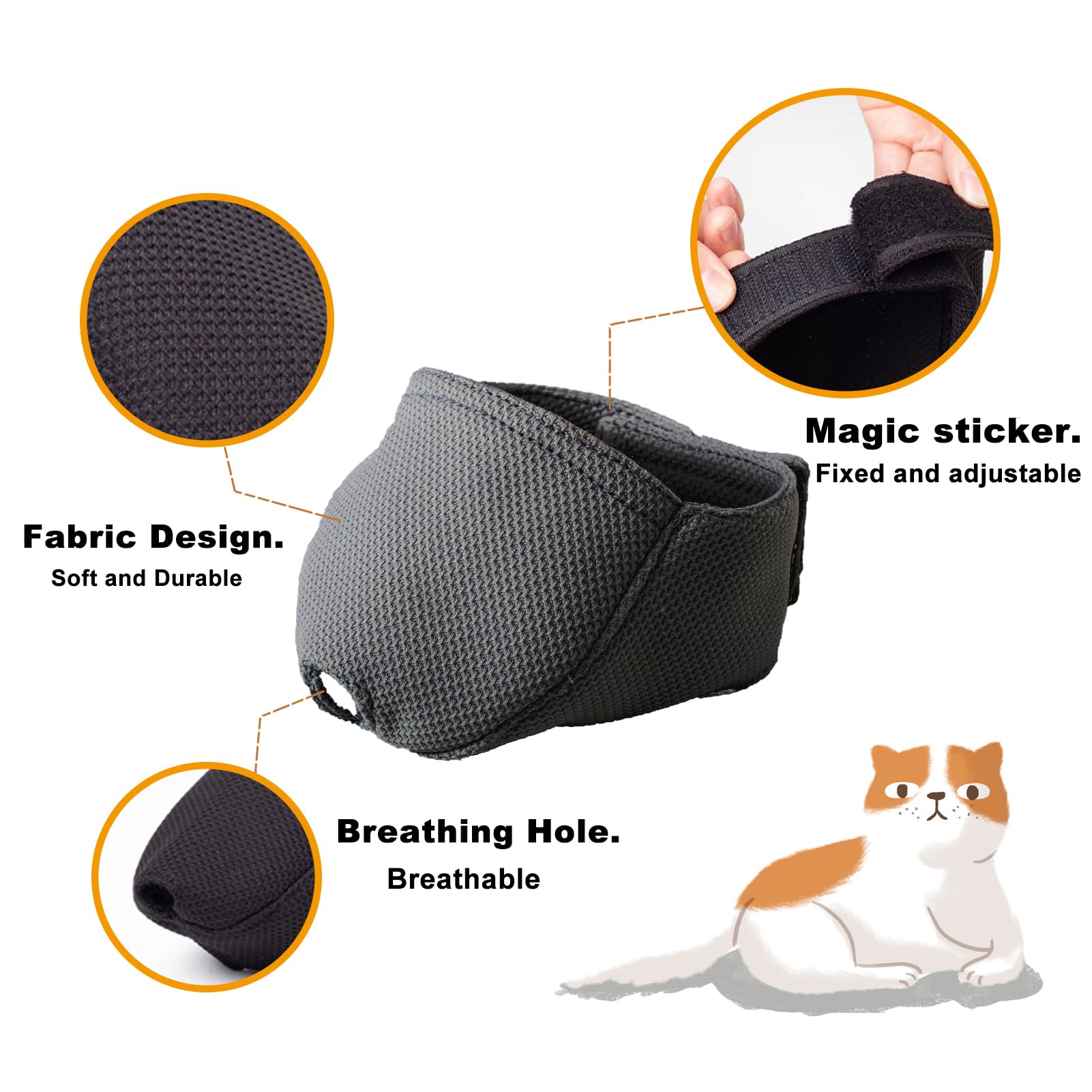 Cat Muzzle With Breathable Mesh, Cat Mouth Guard Muzzle For Prevent Biting Chewing Grooming (M,Black)