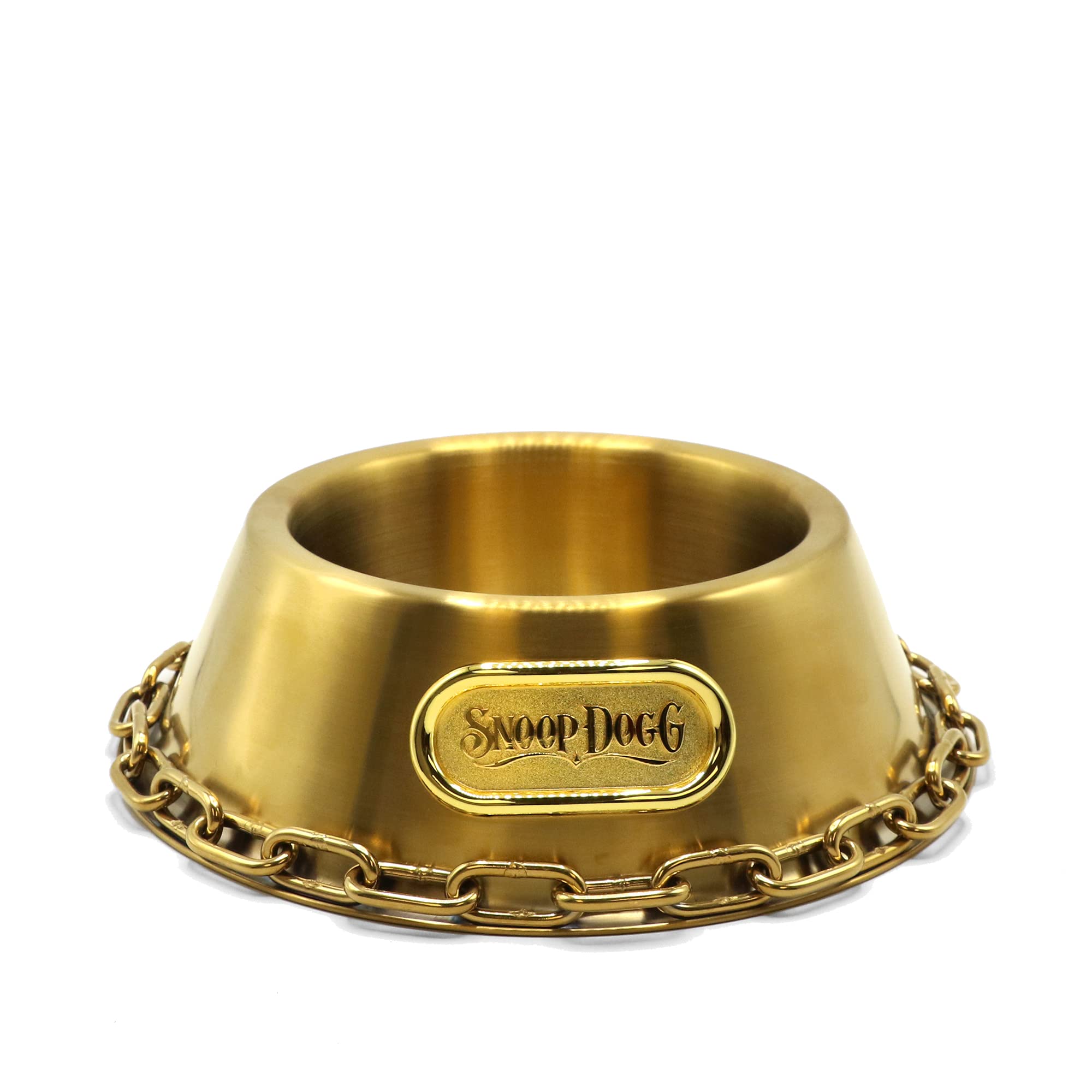 Snoop Doggies Doggs Deluxe Off The Chain Pet Bowl, Gold, Small