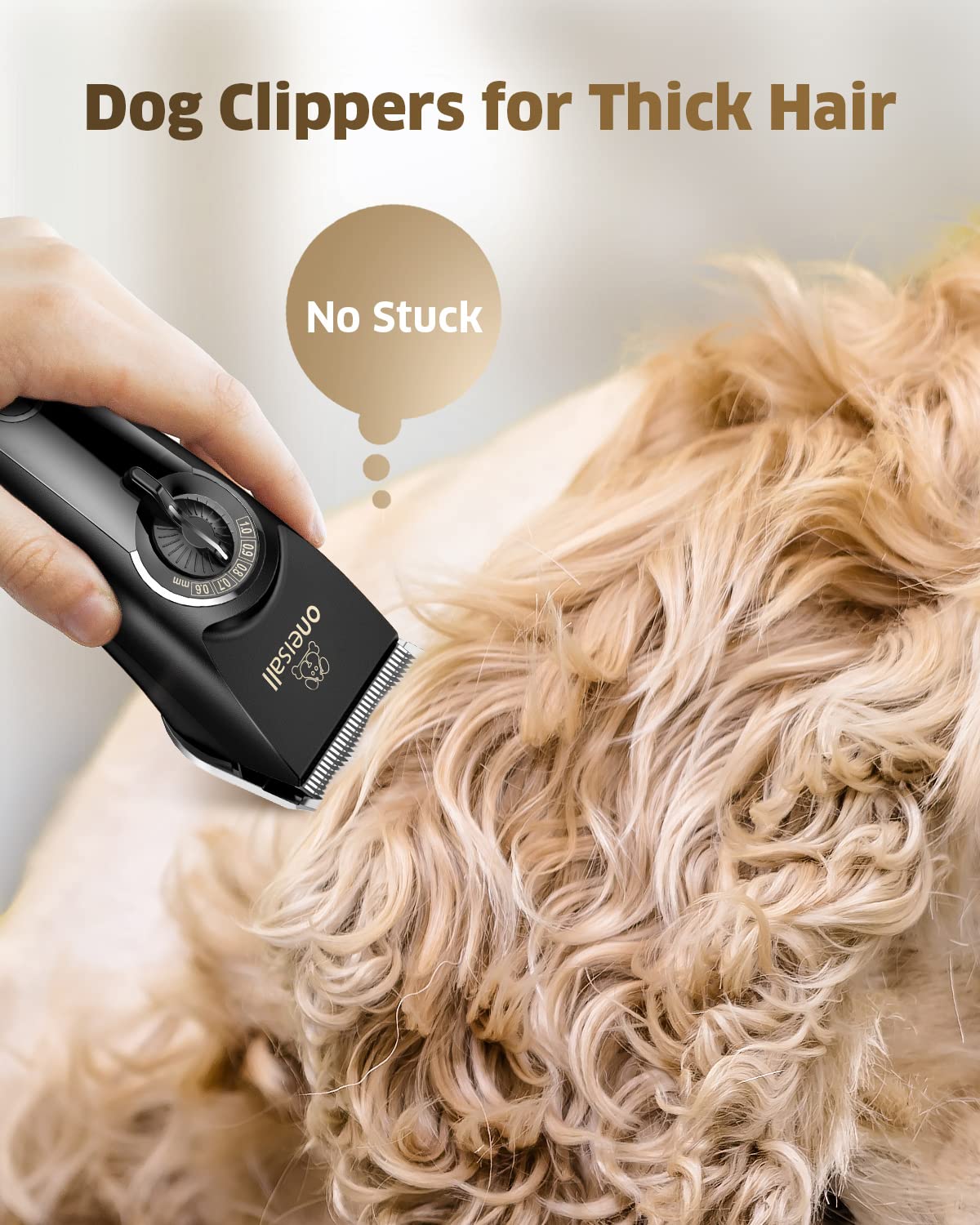 oneisall Dog Clippers CP-9050 for Thick Coats, Low Noise Grooming Kit for Dogs and Cats