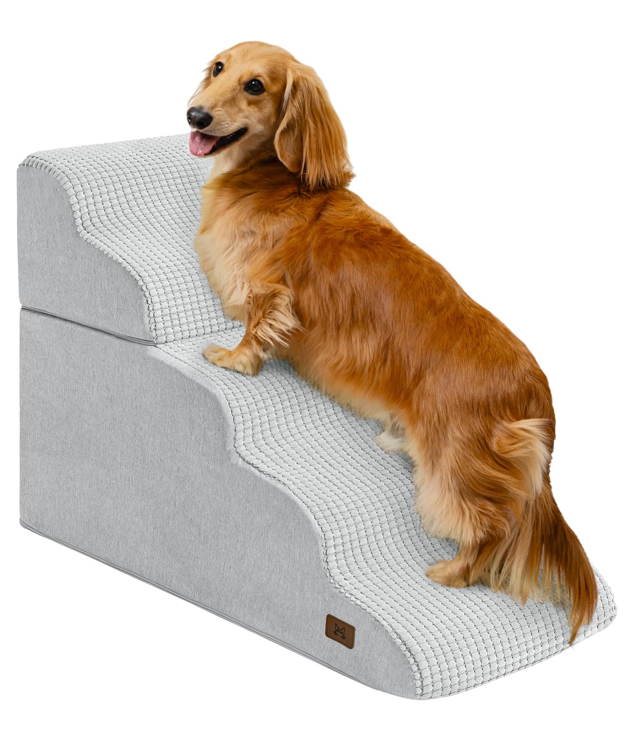 ABCPET Dog Step for Bed, Dog Stair 5-Step 35D Pet Stair 22.8 H for High Bed or Sofa Non-Slip Balanced Pet Step Indoor, Light Gre