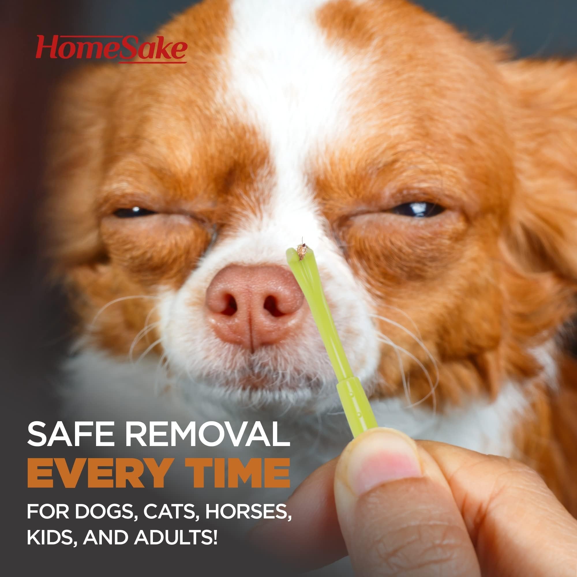 Homesake Tick Removal Tool for Dogs, Cats and Humans | Removes Entire Head & Body | Pain-Free Ticks Remover | 100% Chemical-Free